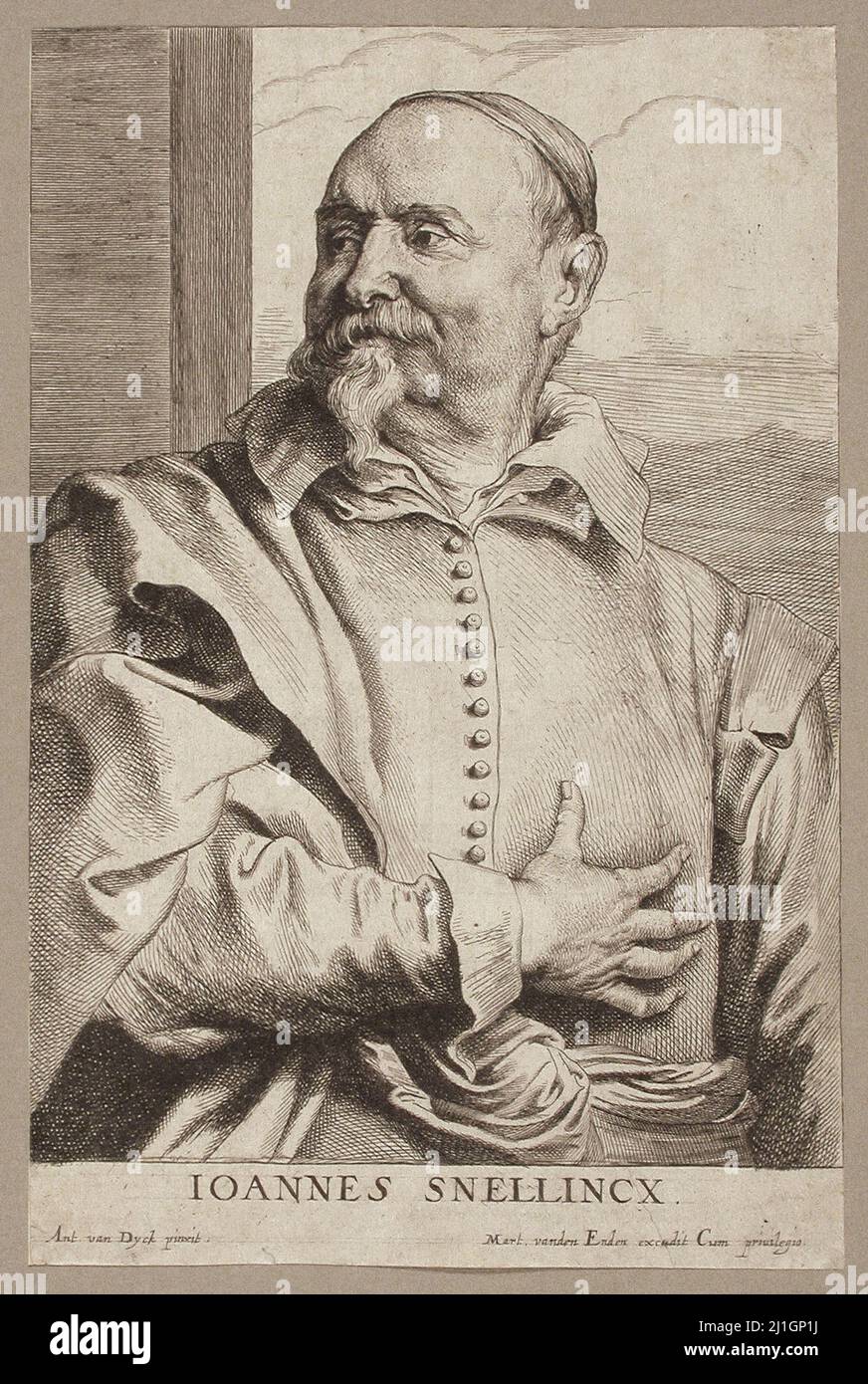 Portrait de Jan Snellinck gravé au 17th siècle. Par Peter de Jode (1608-1659). Jan Snellinck ou Jan Snellinck (c. 1548 – 1638) était un peintre flamand, Banque D'Images