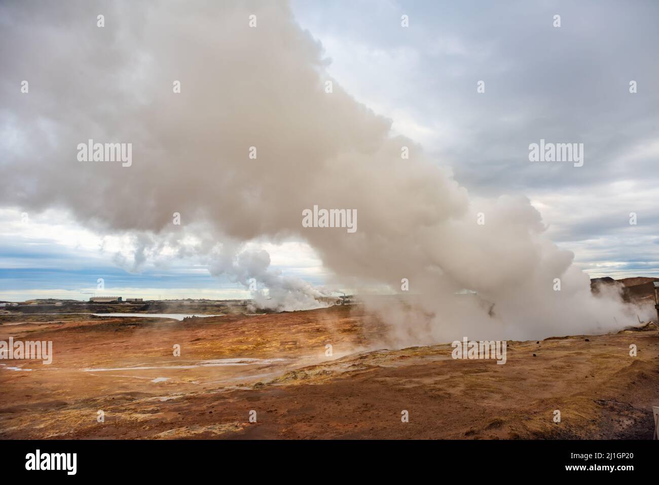 Gunnuhver Hot Springs un paysage spectaculaire avec de la vapeur.Islande, Reykjanes Banque D'Images