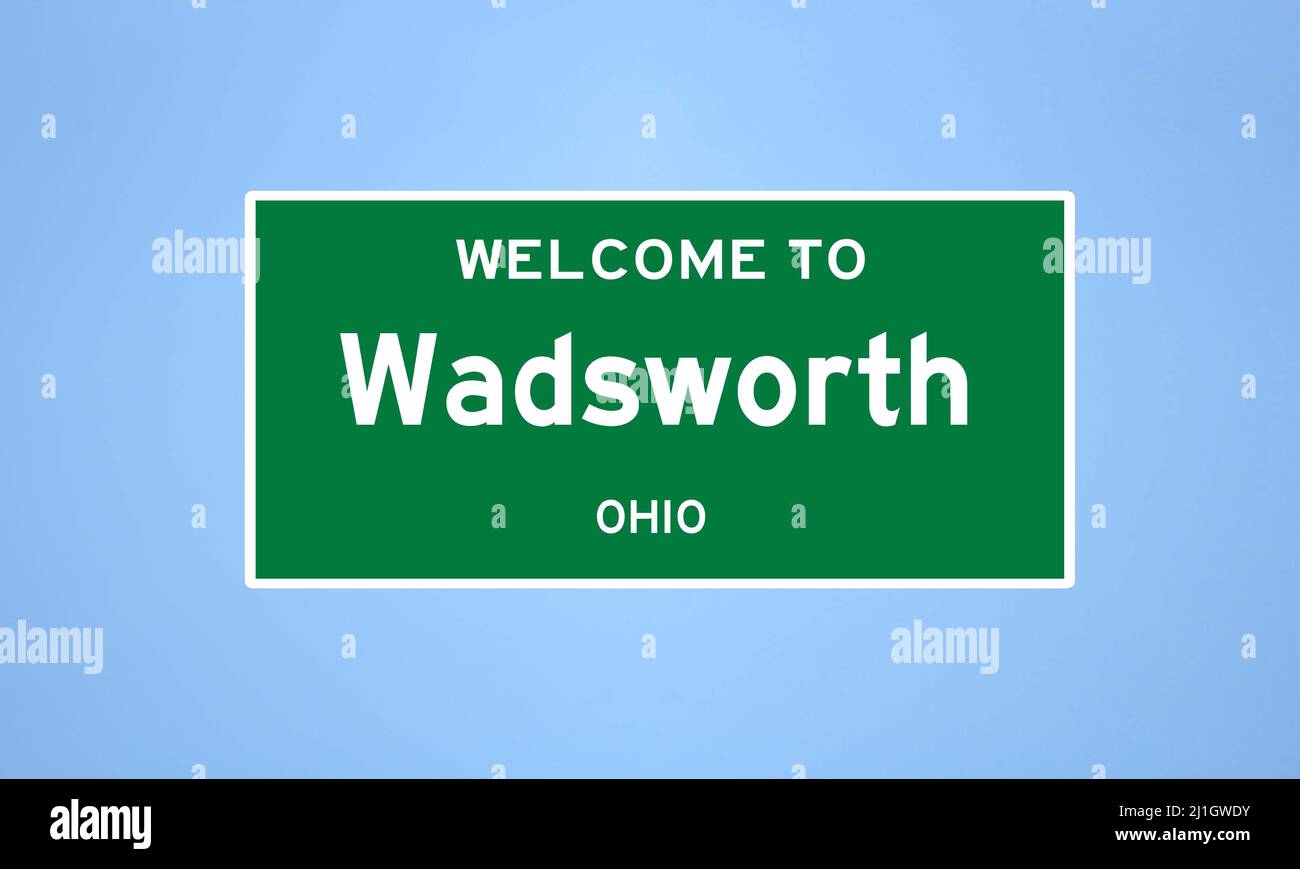 Wadsworth, Ohio, symbole de limite de la ville. Signe de la ville depuis les États-Unis. Banque D'Images