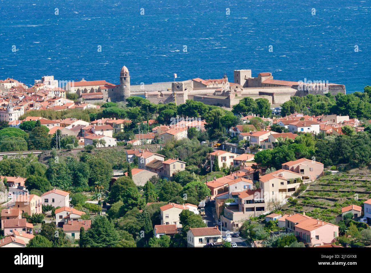 Vue sur Collioure à la mer Banque D'Images