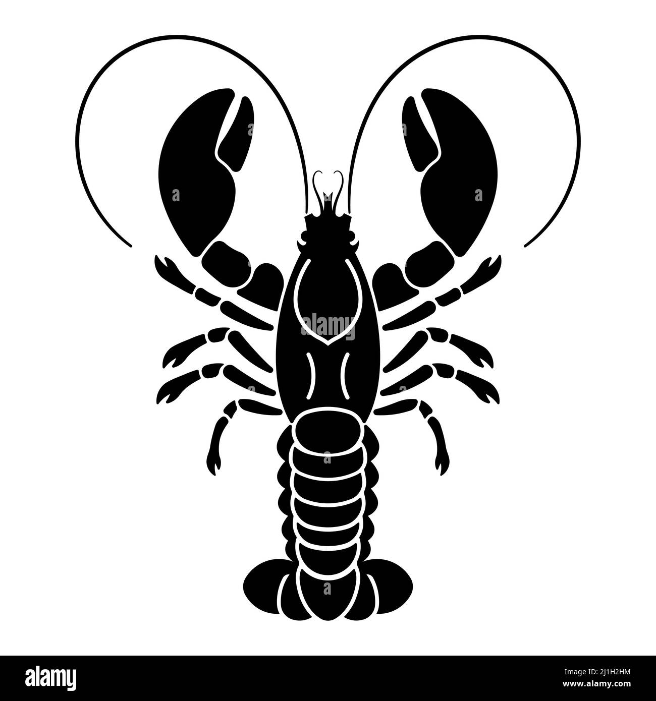 Homard abstrait avec de grandes griffes. Affiche illustrant un grand homard avec des griffes et des antennes. Création marine moderne stylisée dans un style plat. Illustration de Vecteur