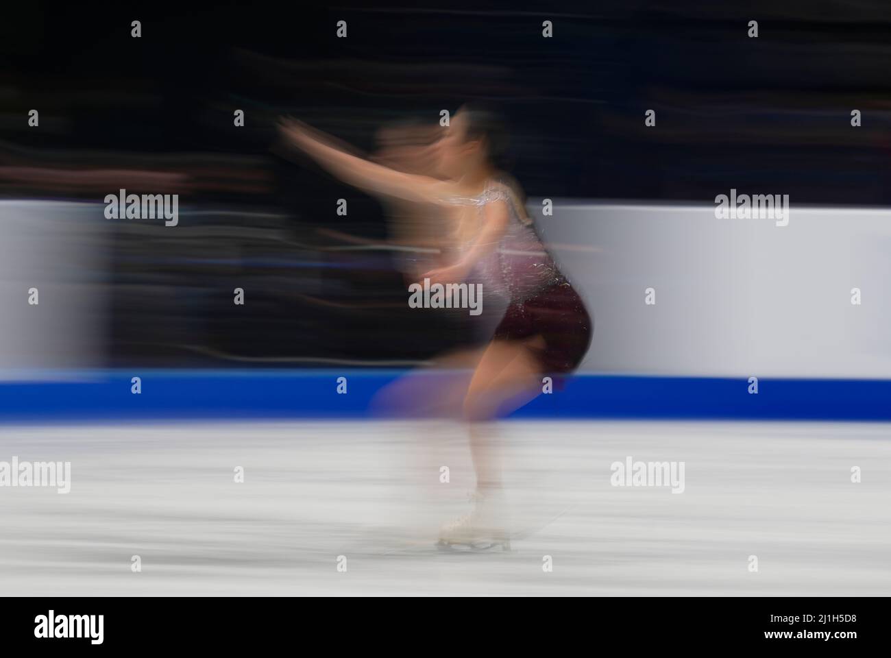 Stade Sud de France, Montpellier, France. 25th mars 2022. Jeunes de Corée du Sud lors de la finale Womens, Championnat mondial de patinage artistique au Sud de France Arena, Montpellier, France. Kim Price/CSM/Alamy Live News Banque D'Images