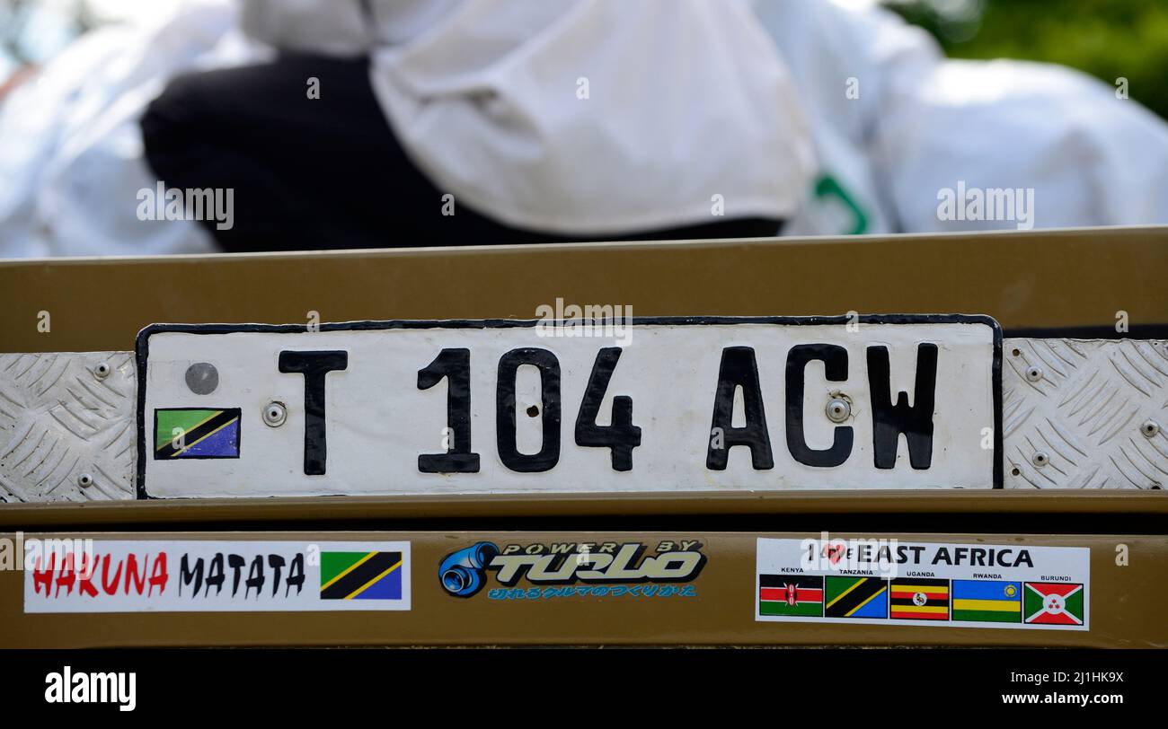Une plaque d'immatriculation tanzanienne. Banque D'Images