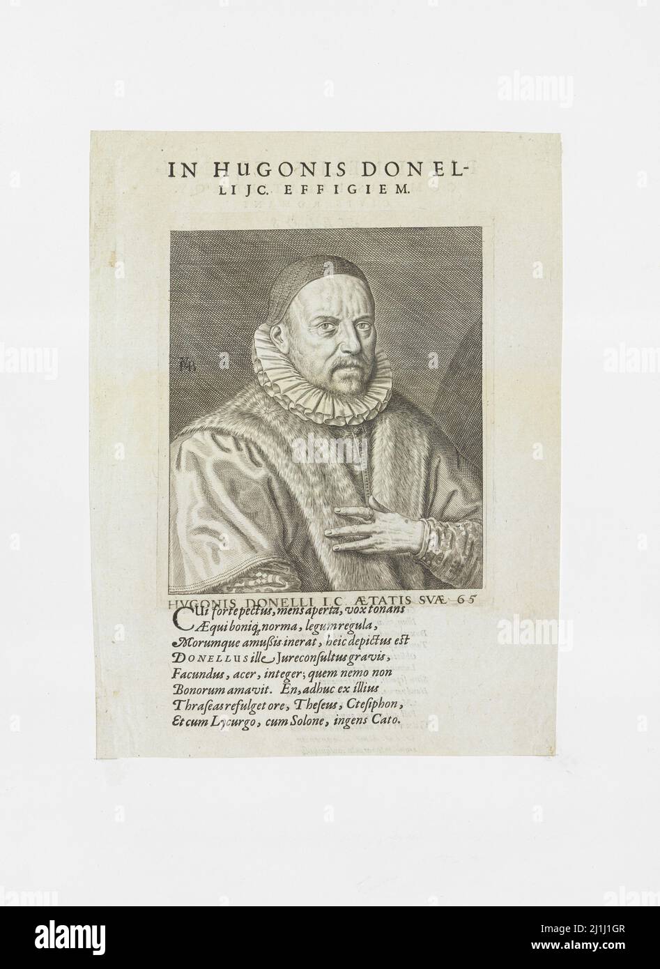 Portrait de Hugo Donellus. 1573 Hugues Doneau, communément appelé aussi par la forme latine Hugo Donellus (1527 – 1591), était professeur de droit français Banque D'Images