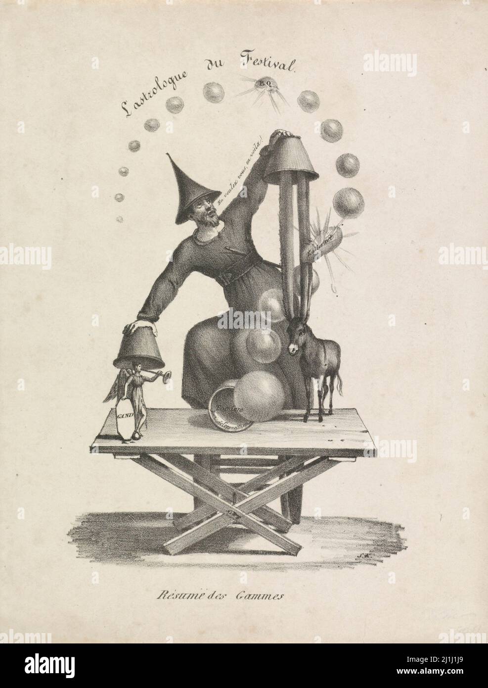 Illustration ancienne de la caricature au concours de musique de Lille, 1829, Sophia K. Kierdorff, 1829 Banque D'Images