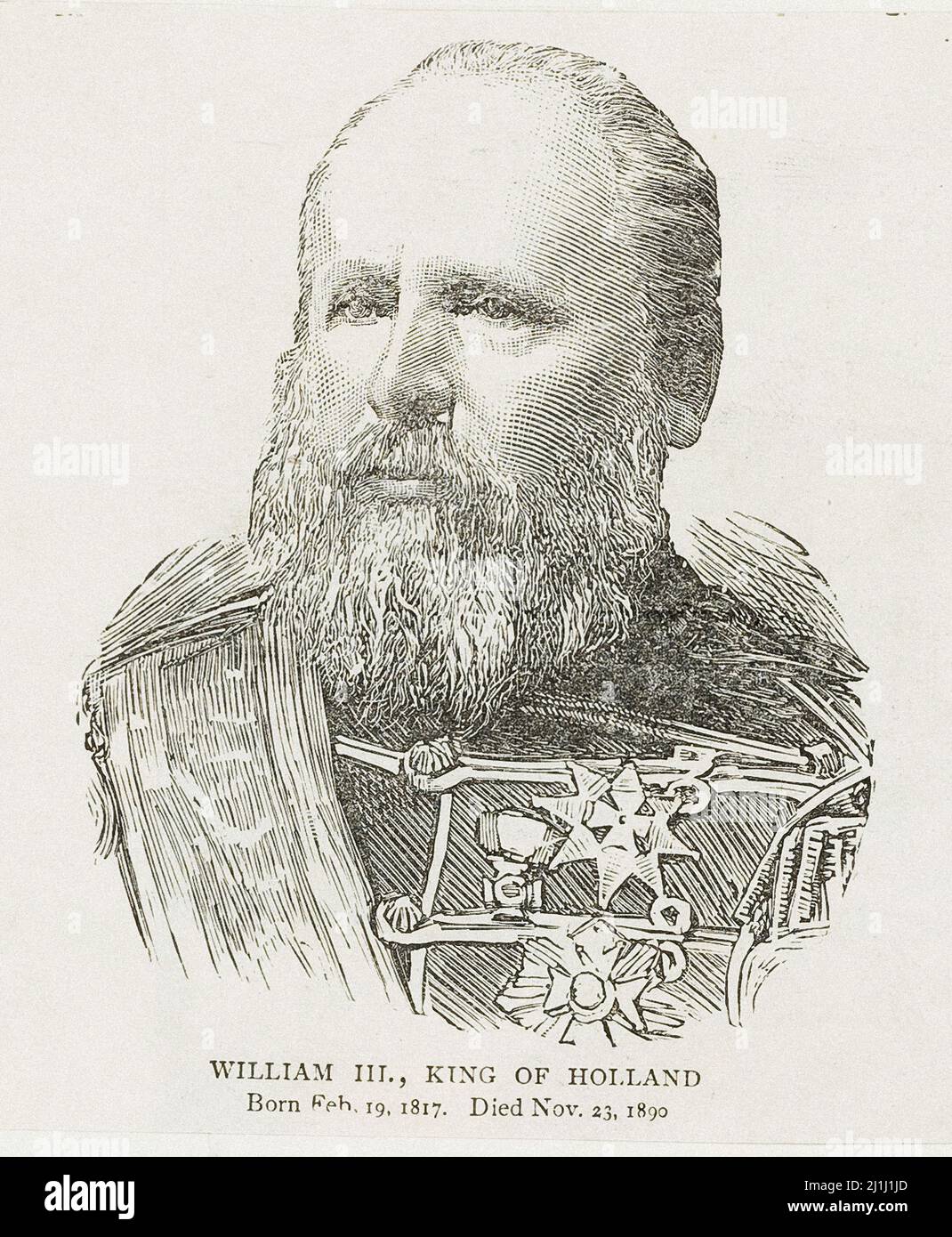 Le portrait de gravure du 19th siècle de William III des pays-Bas. William III (1817 – 1890) était roi des pays-Bas et grand-duc de Luxembourg Banque D'Images