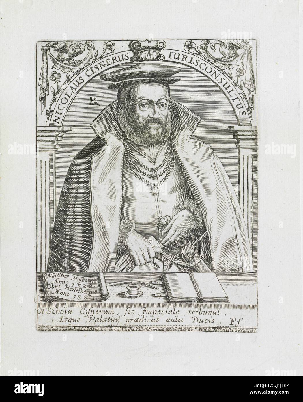 Gravure de Nicolaus Cisnerus, professeur et écrivain allemand (1529-1583) Banque D'Images