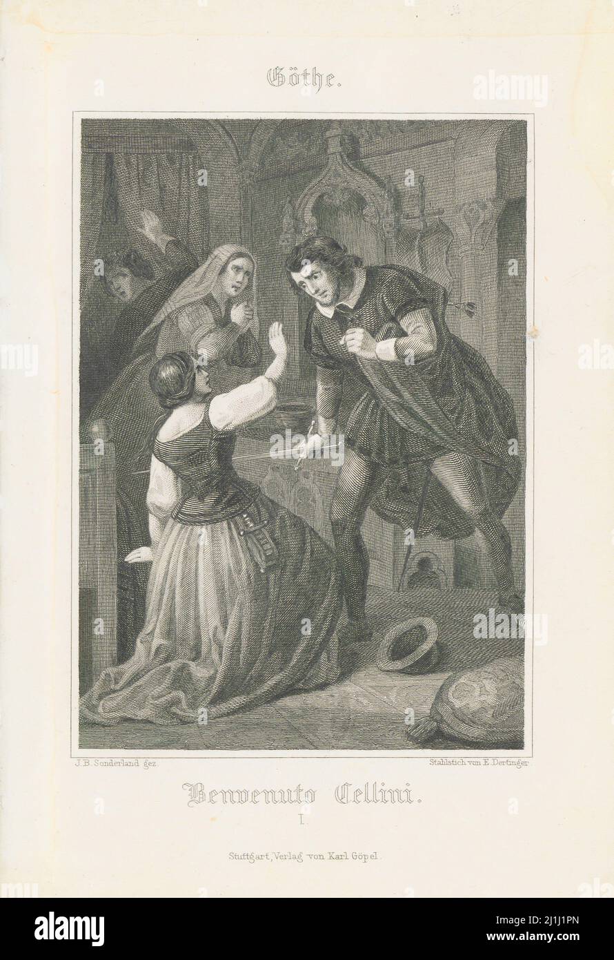 Illustration vintage de 19th-siècle de Benvenuto Cellini I de Göthe. 1850 Banque D'Images