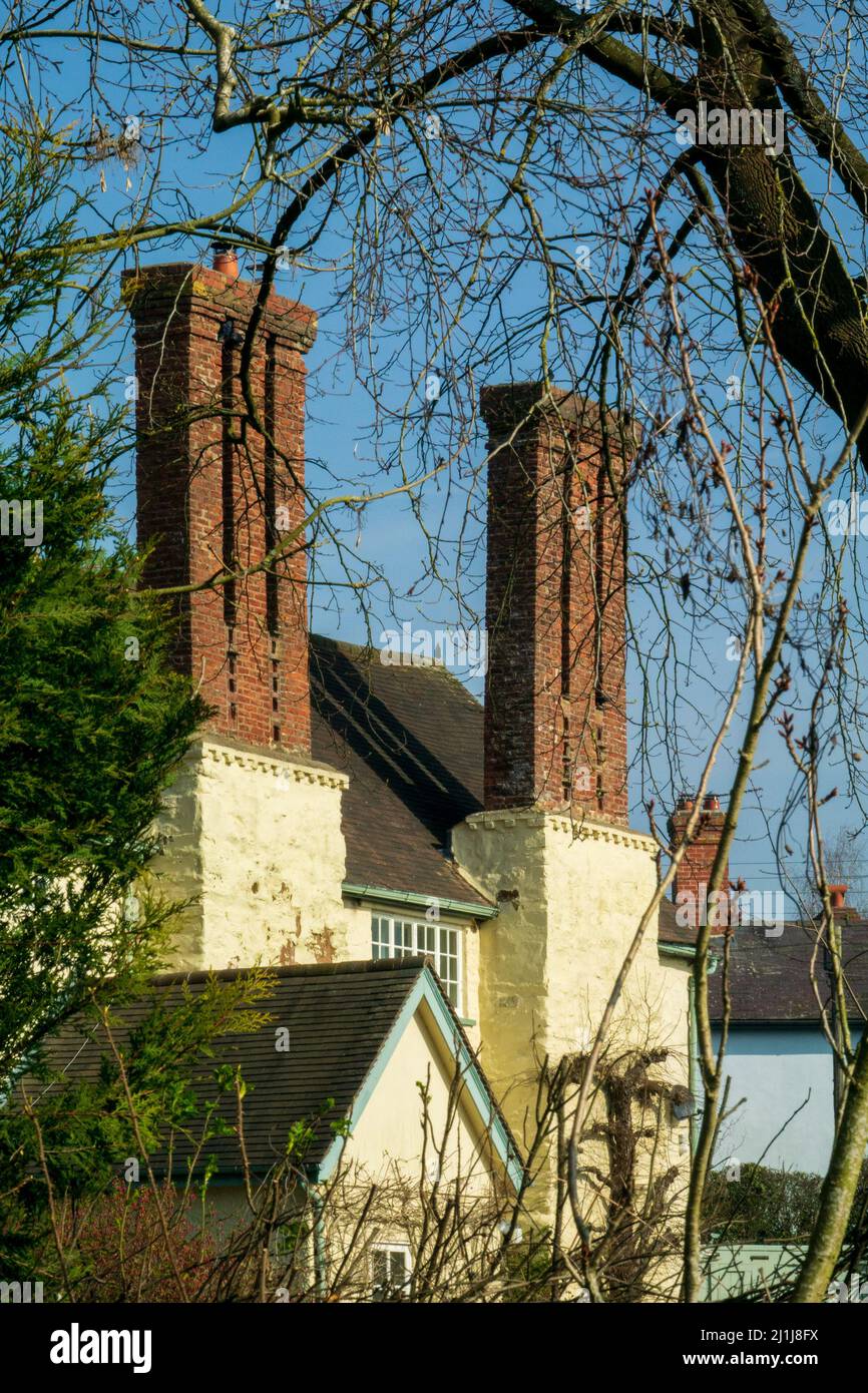 De grandes cheminées, le Bridge House Leintwardine Banque D'Images