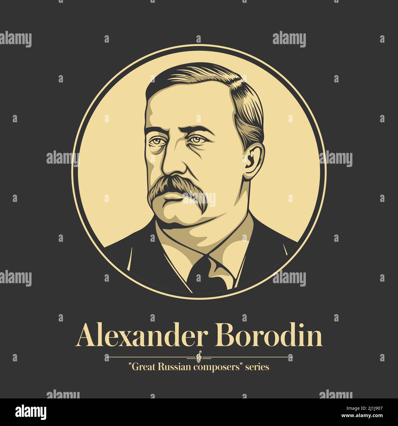 Grand compositeur russe. Alexander Borodin était un compositeur et chimiste russe romantique d'extraction géorgien-russe. Illustration de Vecteur