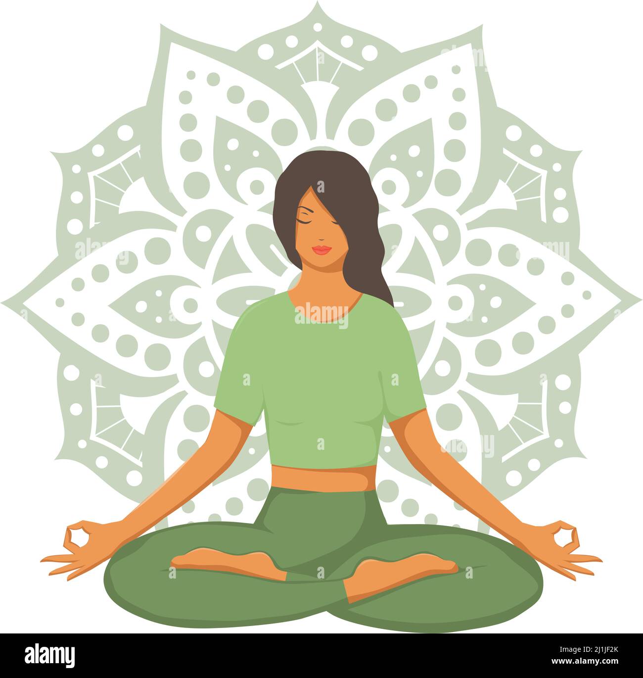 femme en yoga pose devant le mandala Illustration de Vecteur