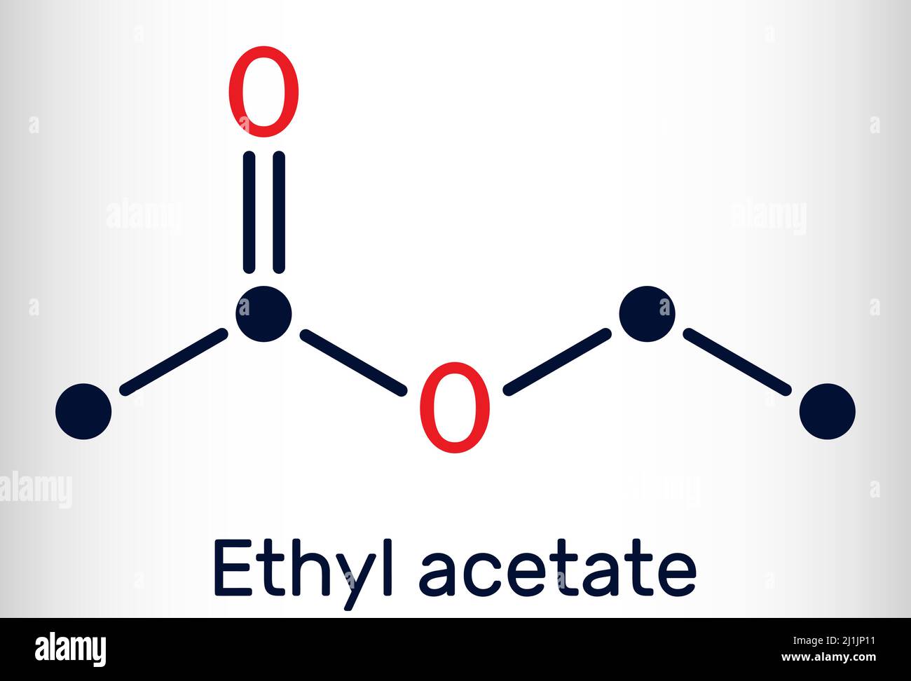 Acétate d'éthyle, éthanoate d'éthyle, molécule C4H8O2. Il s'agit d'un ester d'acétate formé entre l'acide acétique et l'éthanol. Formule chimique du squelette. Illustration vectorielle Illustration de Vecteur