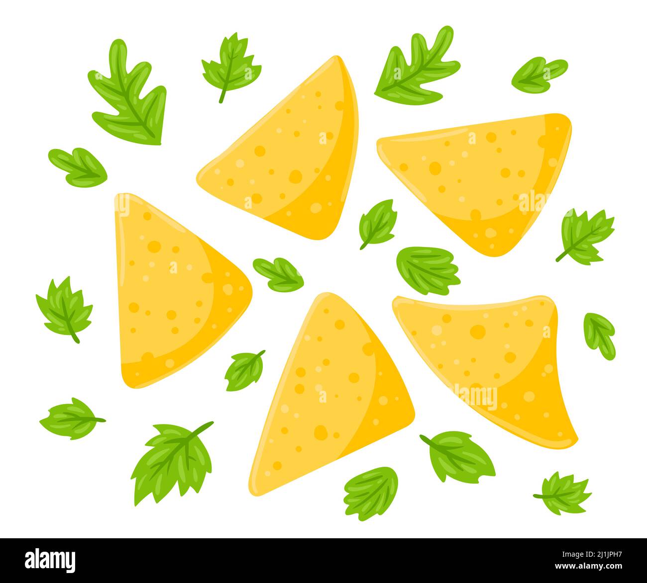 Nachos mexicains, chips de tortilla de maïs. Illustration vectorielle de dessin animé isolée sur fond blanc. Illustration de Vecteur