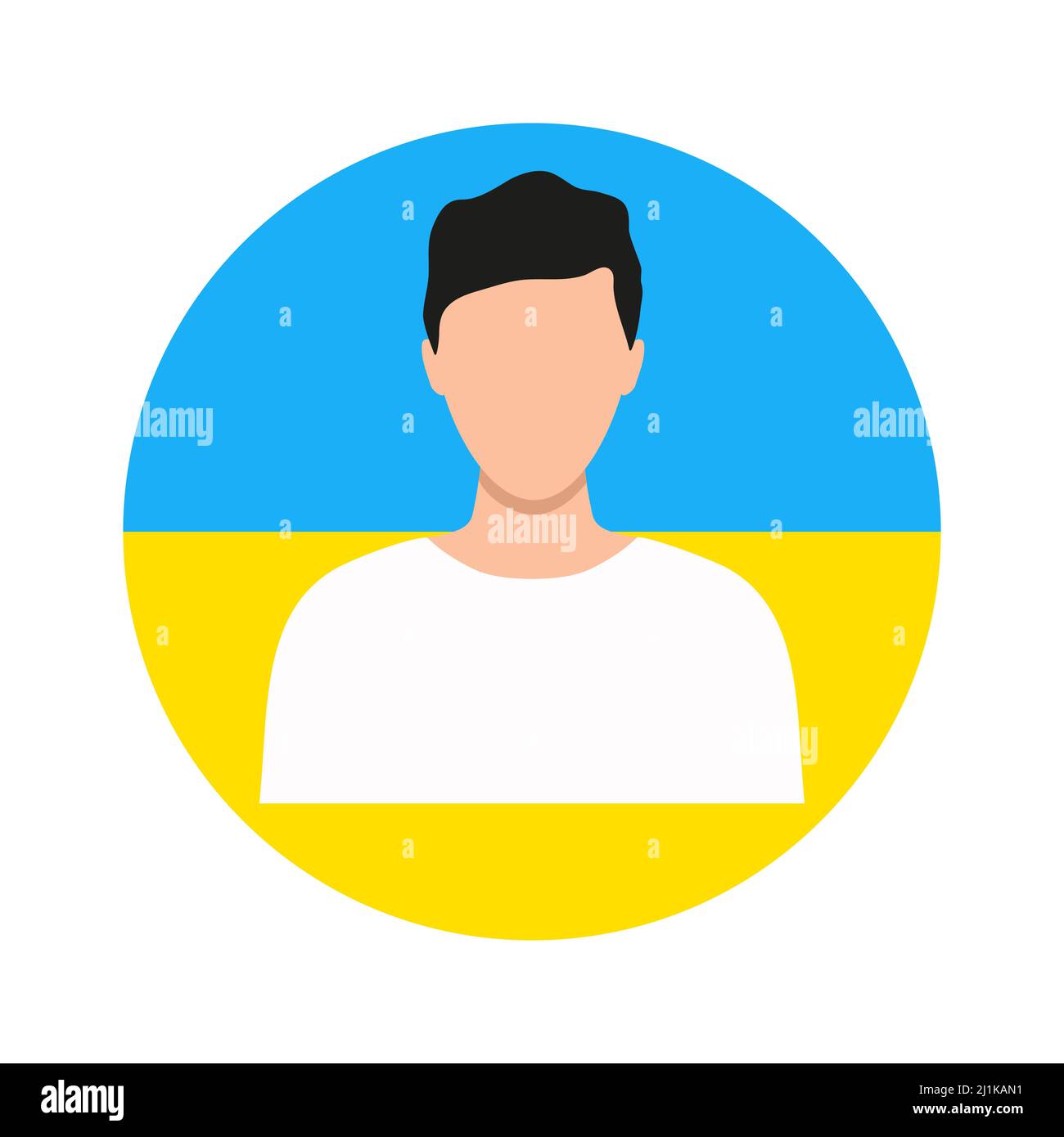 Homme tête en forme de rond. Avatar masculin dans le drapeau ukrainien. Illustration de Vecteur