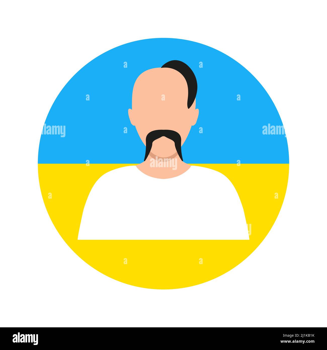 Portrait ukrainien cosaque. Homme tête avec moustache en forme de rond. Illustration de Vecteur