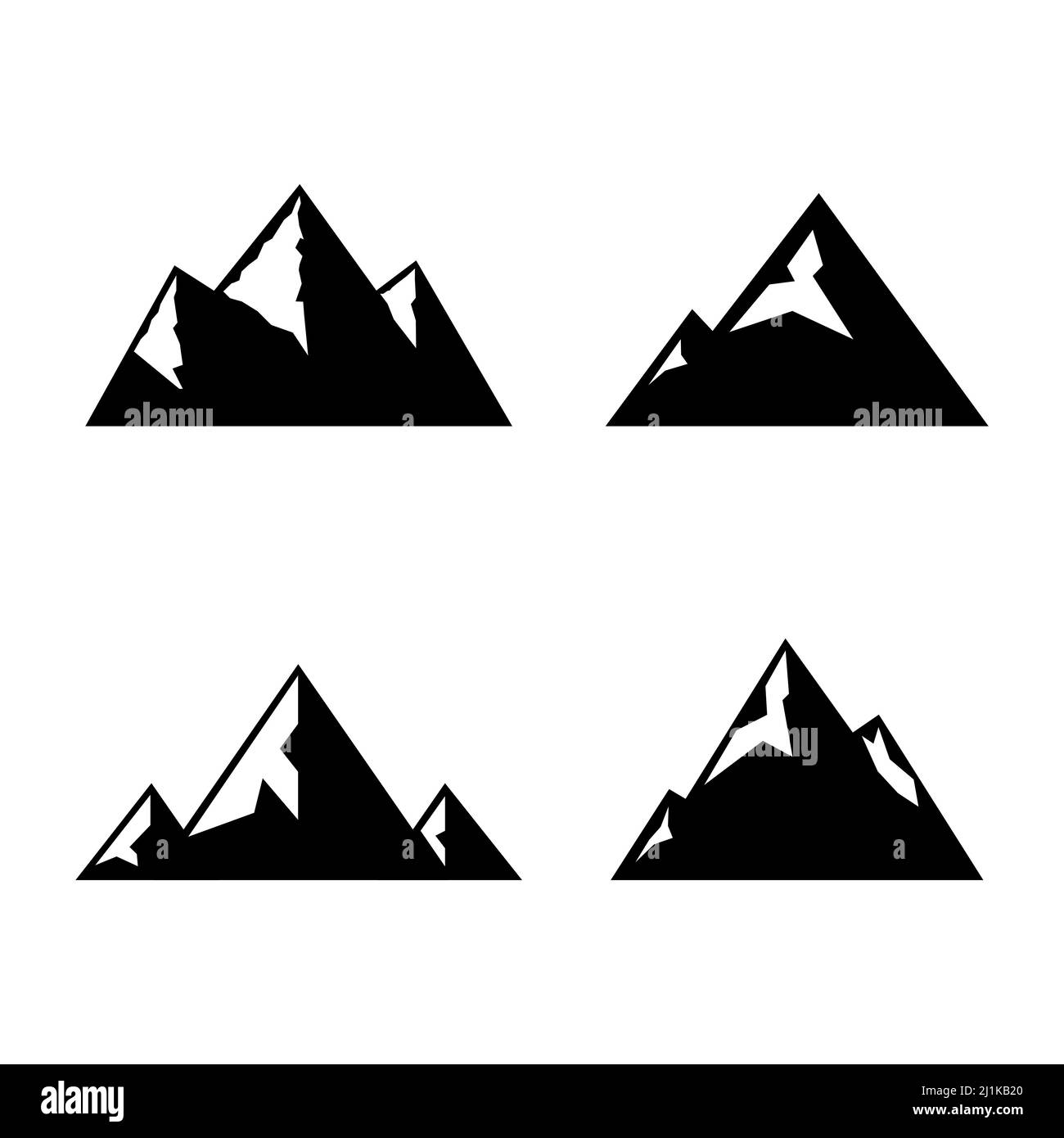 Icône montagne. Montagnes silhouette noire formes. Illustration de Vecteur