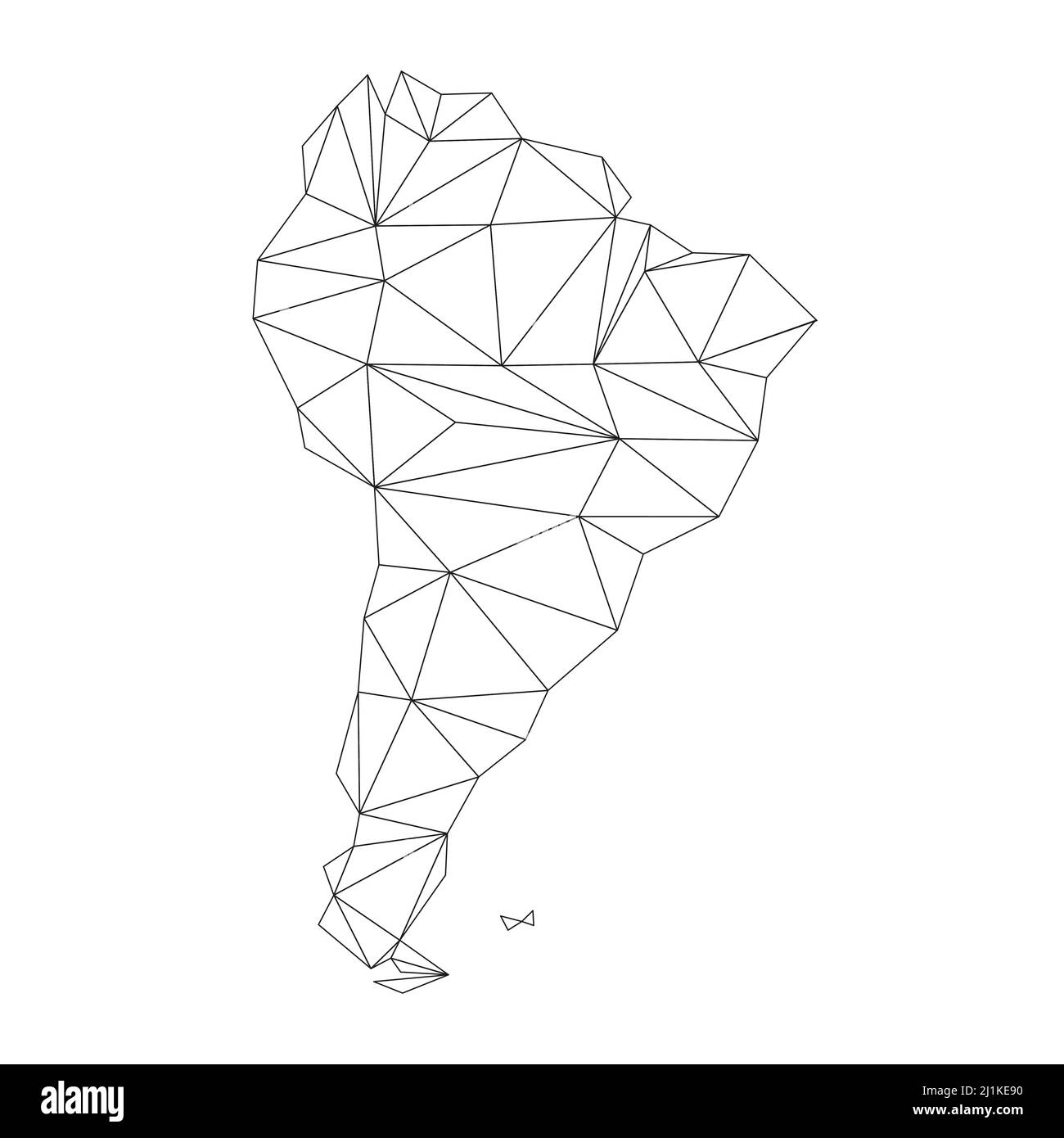 Carte de l'Amérique du Sud avec formes triangulaires. Carte du monde continent linéaire. Illustration de Vecteur