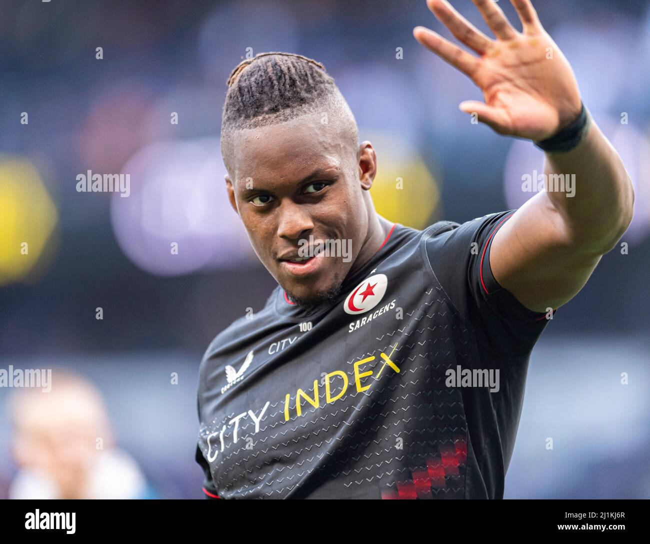 LONDRES, ROYAUME-UNI. 26th, mars 2022. Maro Itoje de Saracens pendant Gallagher Premiership Rugby - Saracens vs Bristol Bears au Tottenham Hotspur Stadium le samedi 26 mars 2022. LONDRES, ANGLETERRE. Credit: Taka G Wu/Alay Live News Banque D'Images