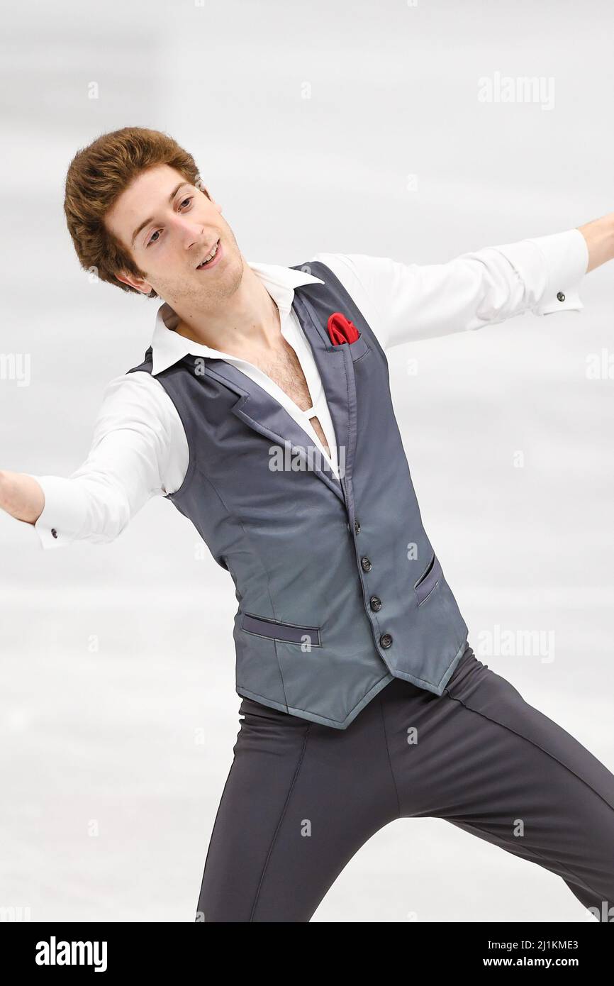 Morisi KVITELASHVILI (GEO), pendant le patinage libre masculin, aux Championnats du monde de patinage artistique 2022 de l'UIP à l'Arena Sud de France, le 26 mars 2022 à Montpellier Occitanie, France. Credit: Raniero Corbelletti/AFLO/Alay Live News Banque D'Images