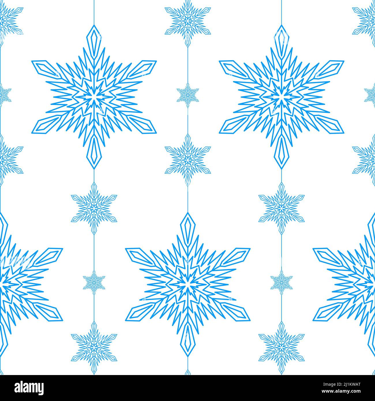 Motif flocon de neige sans couture de noël, motif géométrique de flocon de neige de couleur bleue, illustration Banque D'Images