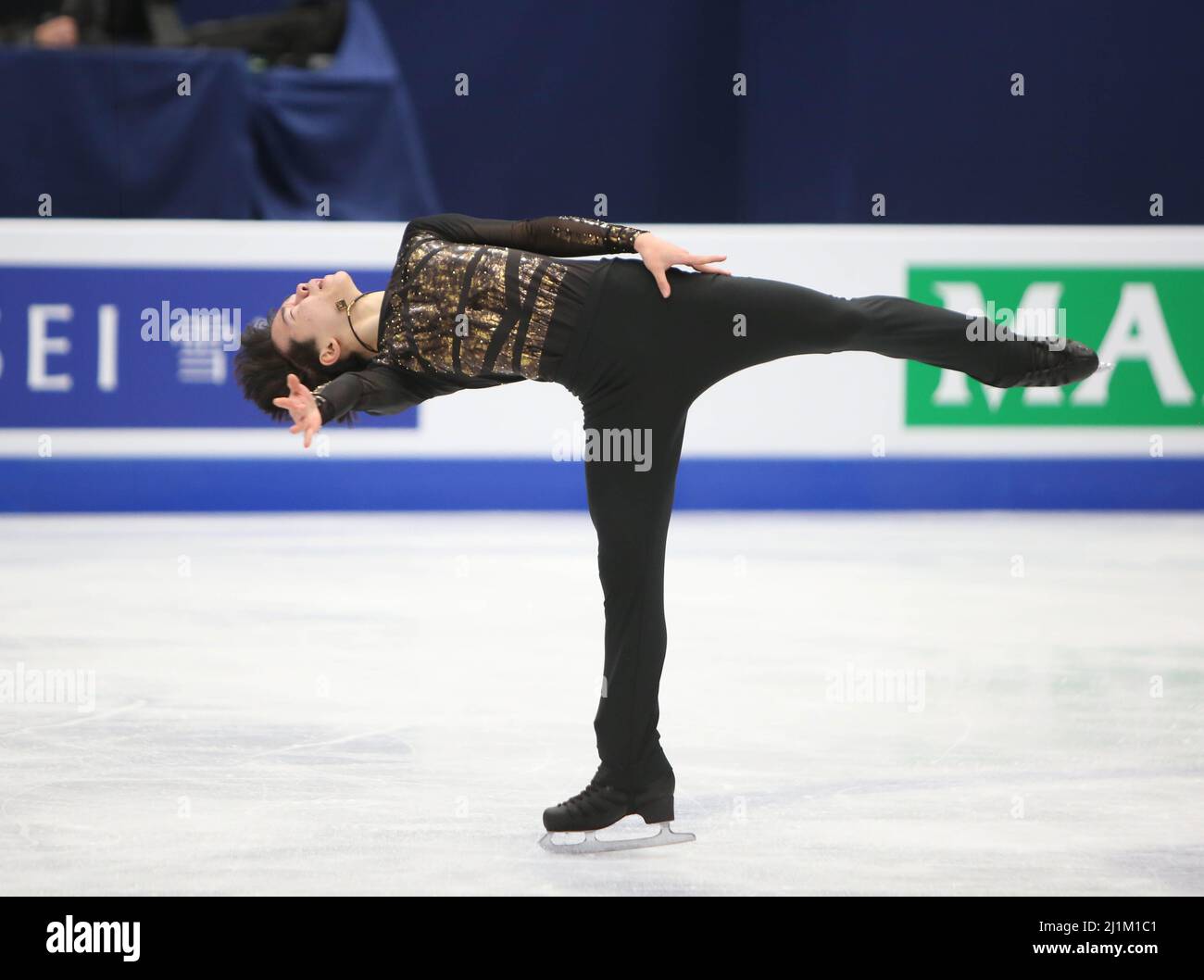 Yuma Kagiyama du Japon lors des Championnats du monde de patinage artistique 2022 de l'UIP le 26 mars 2022 à l'Arena Sud de France à Montpellier, France - photo: Laurent Lairys/DPPI/LiveMedia Banque D'Images