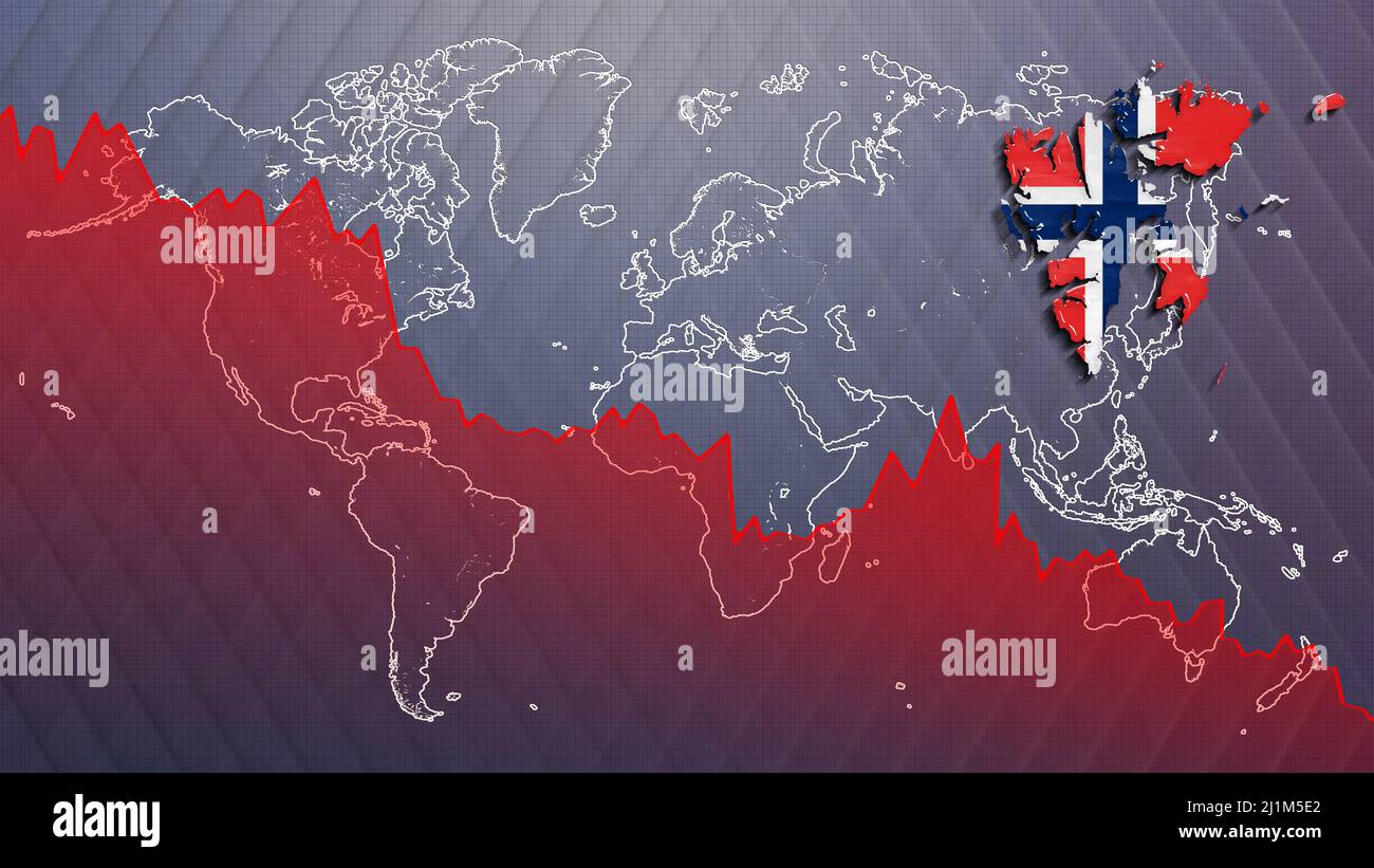 Crise économique Svalbard et Jan Mayen carte et drapeau, récession Banque D'Images