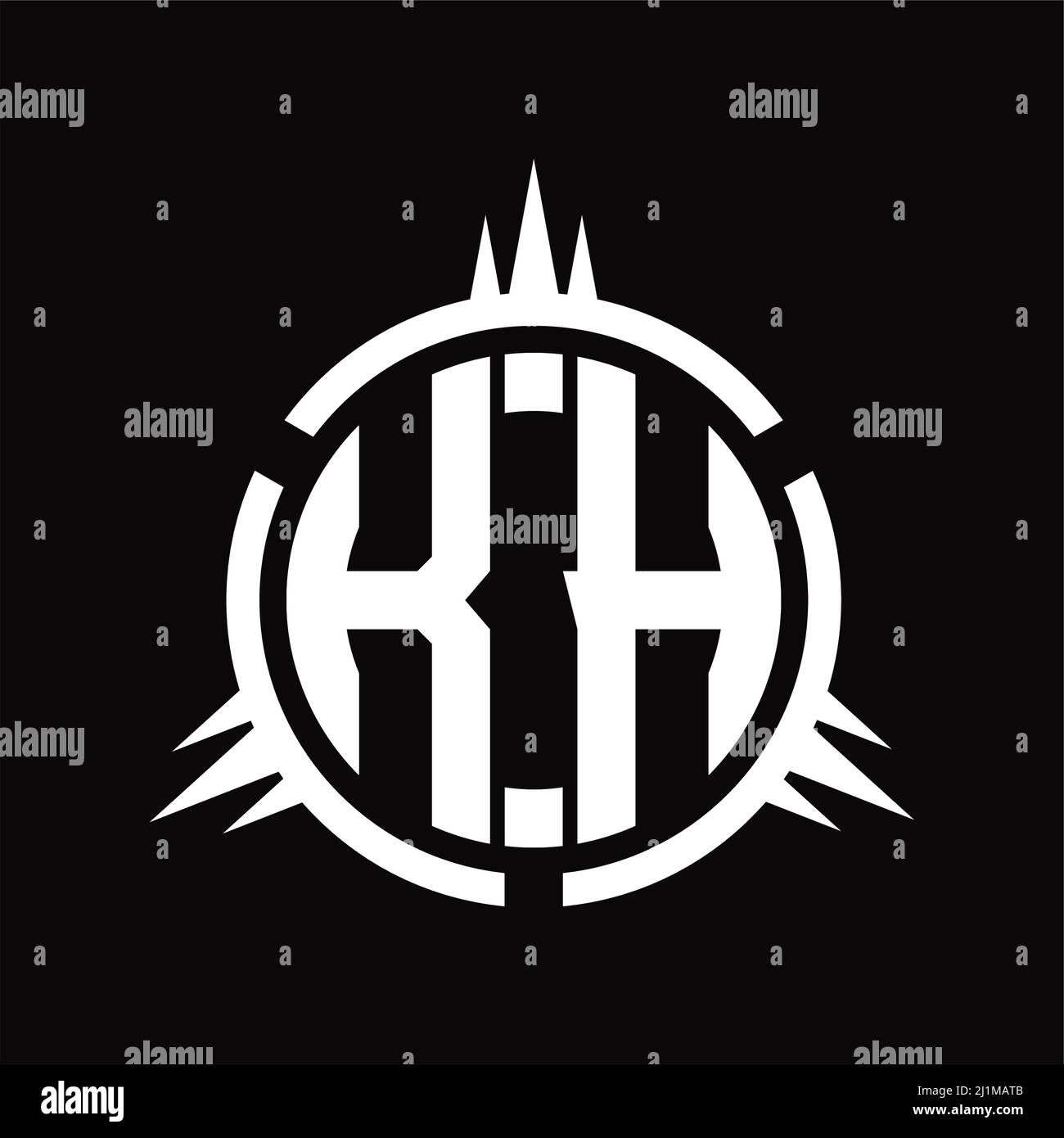 Logo KH monogramme isolé sur le modèle de conception d'élément de cercle Illustration de Vecteur