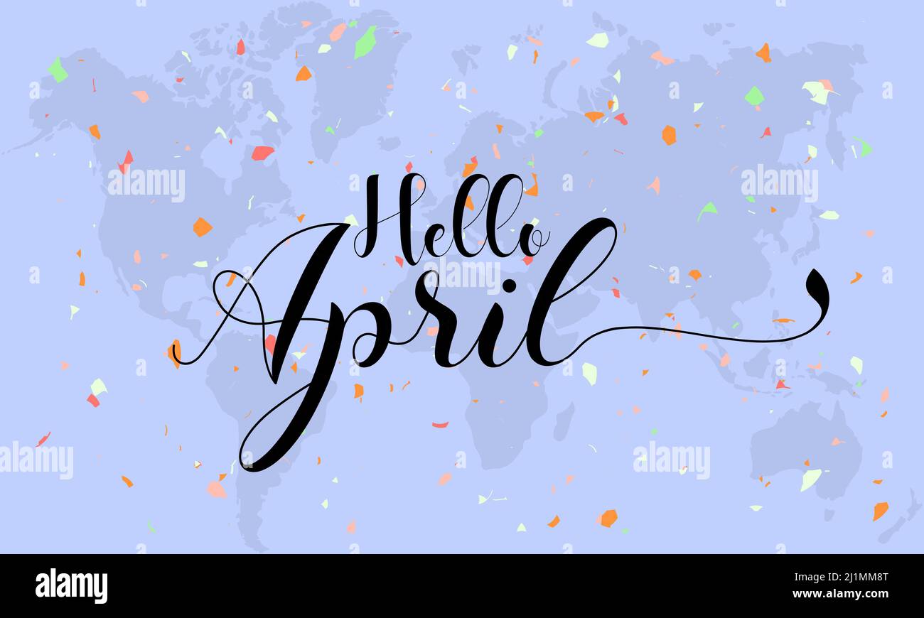 Bonjour avril. Modèle de la saison du printemps pour la bannière, la carte, l'affiche, l'arrière-plan. Illustration de Vecteur