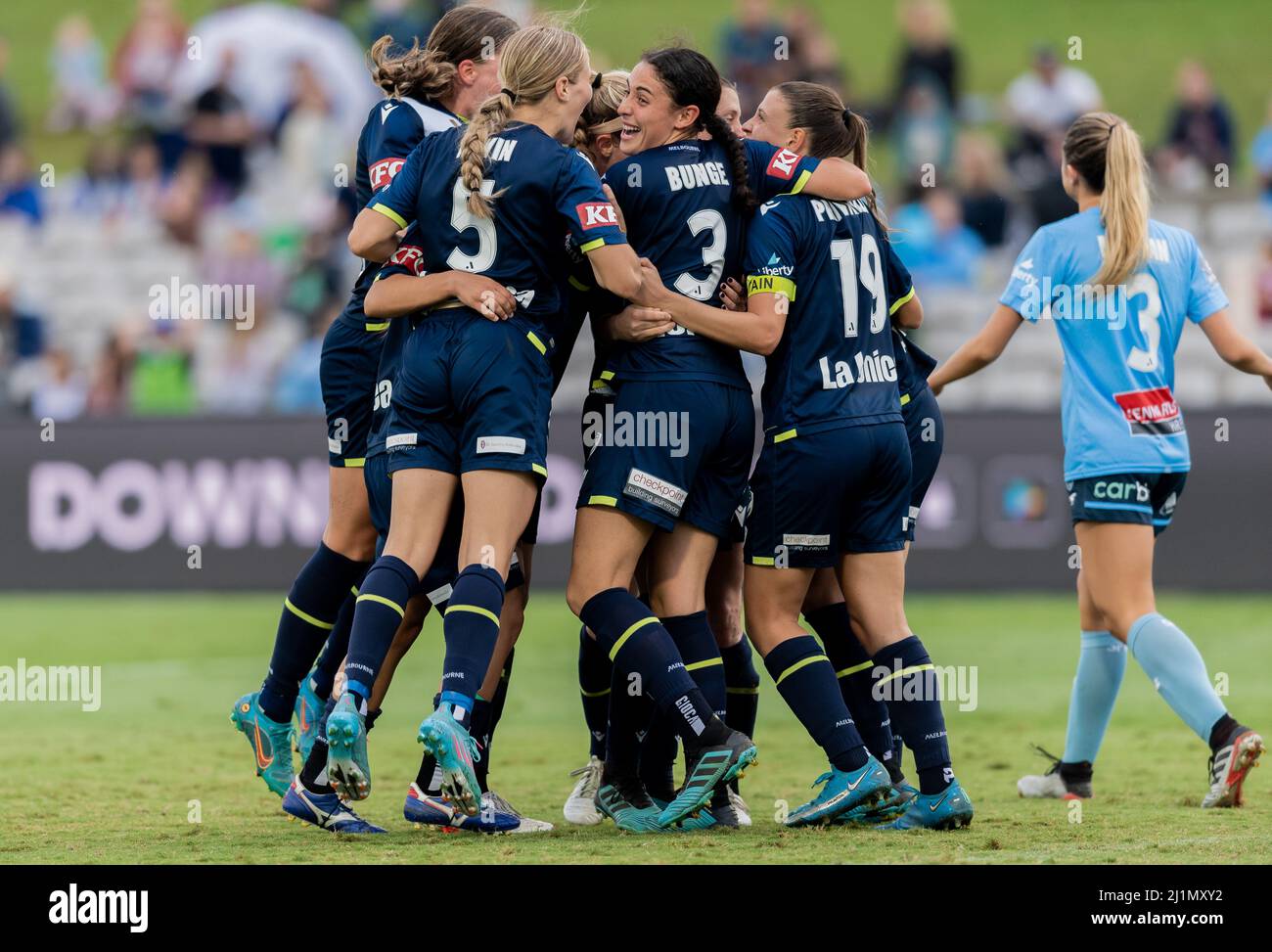 La victoire de Melbourne célèbre le but lors du match de la Grande finale Des femmes De La Ligue A entre le FC de Sydney et la victoire de Melbourne au stade Netstrata Jubilee, le 27 mars 2022, à Sydney, en Australie. Credit: Izhar Ahmed Khan/Alamy Live News/Alamy Live News Banque D'Images