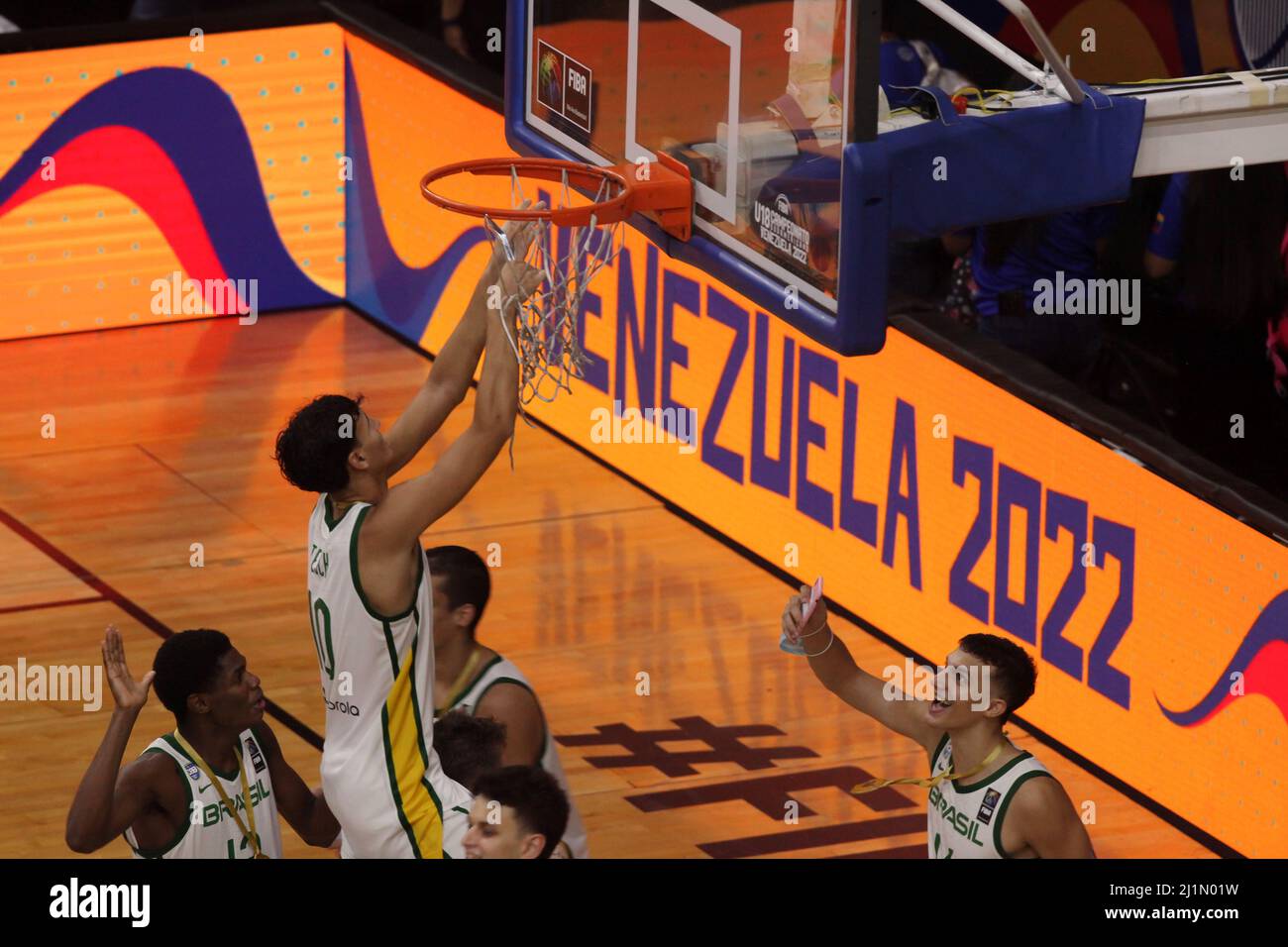 Miranda.VE - MARS 26,2022 le Brésil devient champion après avoir battu l'Argentine 73-59 FIBA ​​U18 SouthAmerican Championship for Men au Parque Miranda G. Banque D'Images