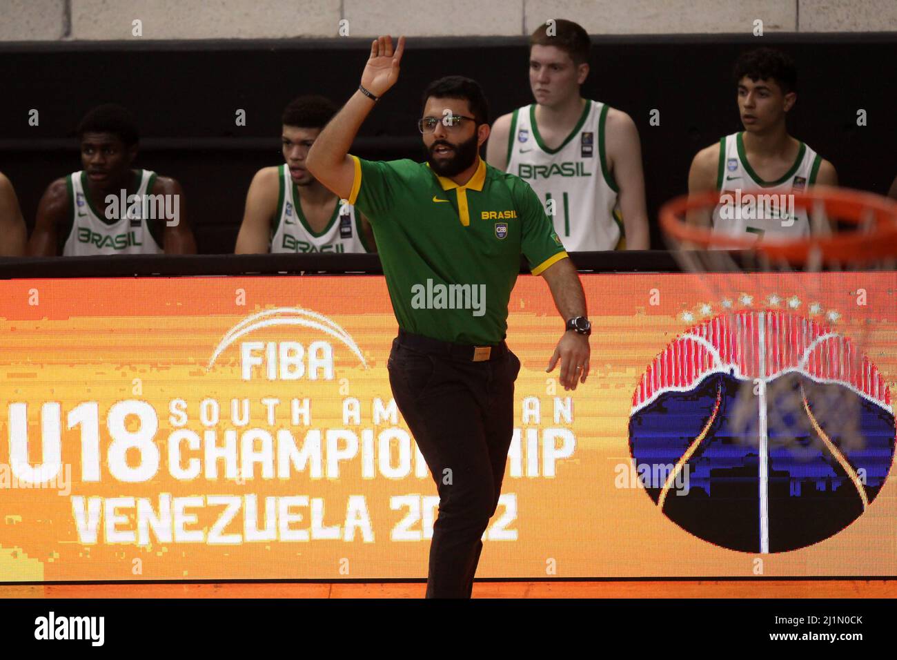 Miranda.VE - MARS 26,2022 le Brésil devient champion après avoir battu l'Argentine 73-59 FIBA ​​U18 SouthAmerican Championship for Men au Parque Miranda G. Banque D'Images