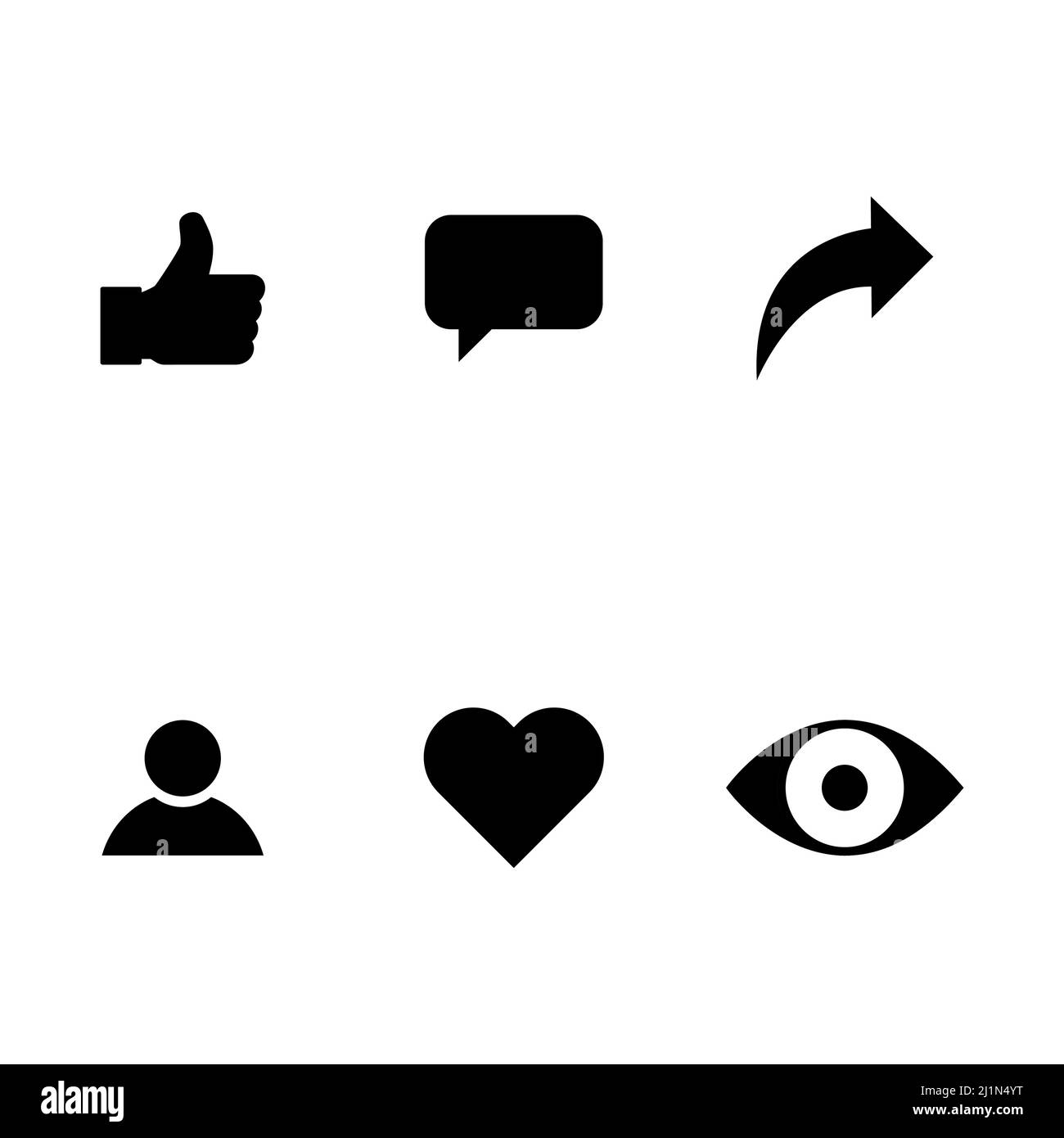 Symbole social pour le Web, pouces vers le haut, commentaire, partager, personne, foyer, afficher le graphique. Ensemble d'icônes, concept de collection . Illustration de Vecteur