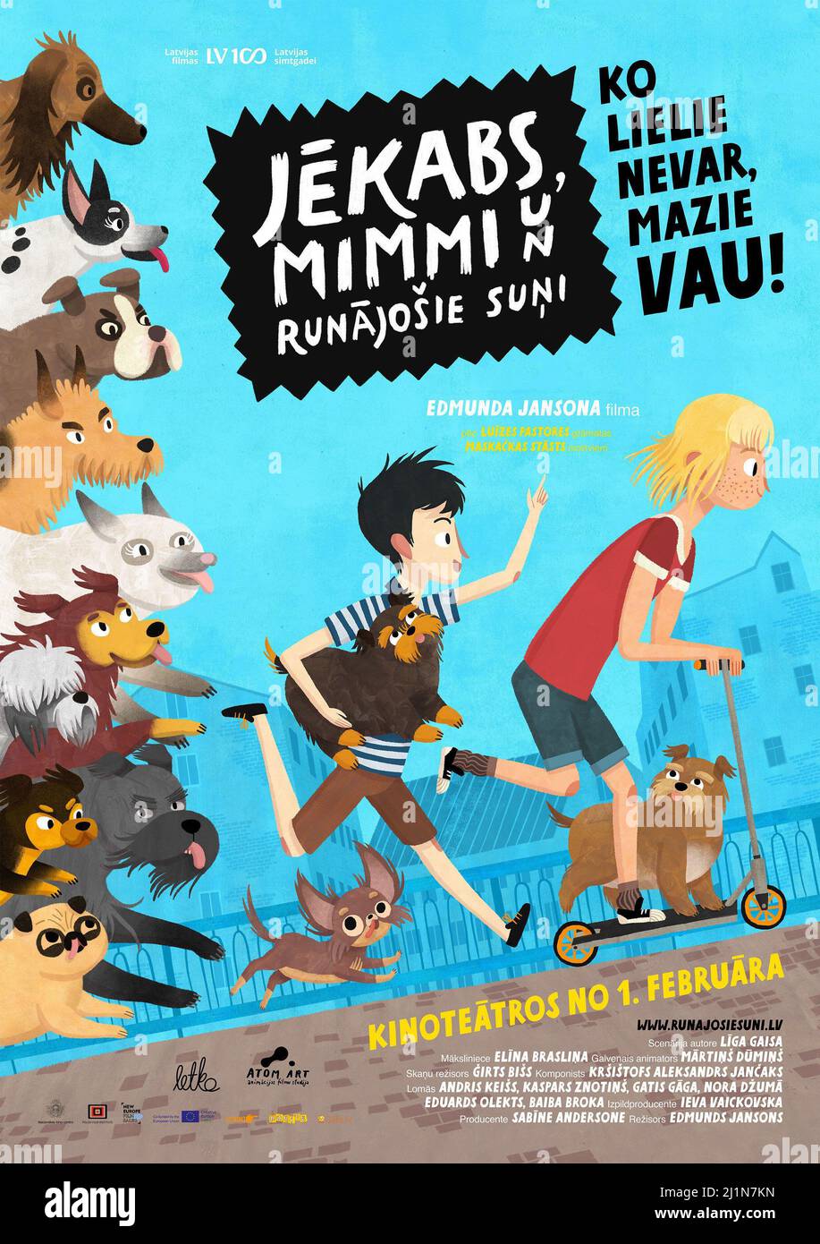 JACOB, MIMMI ET LES TALKING DOGS (2019) -TITRE ORIGINAL: JEKABS, MIMMI UN RUNAJOSIE SIMI-, RÉALISÉ PAR EDMUNDS JANSONS. Crédit: Atom Art / Album Banque D'Images