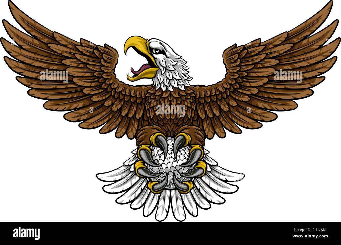 Bald Eagle Hawk Flying Golf ball Claw Mascot Illustration de Vecteur