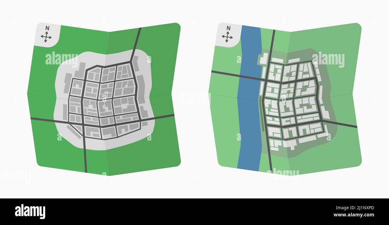 carte de ville illustration vectorielle plate colorée Illustration de Vecteur