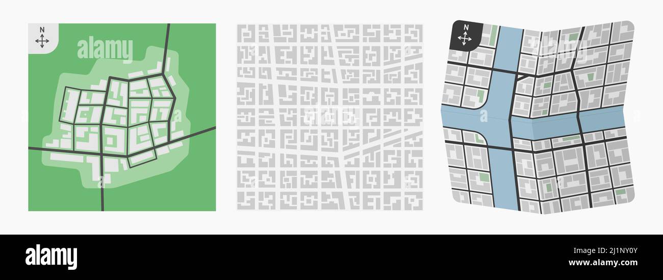 ville ville ville centre-ville carte vectorielle ensemble illustration plate Illustration de Vecteur
