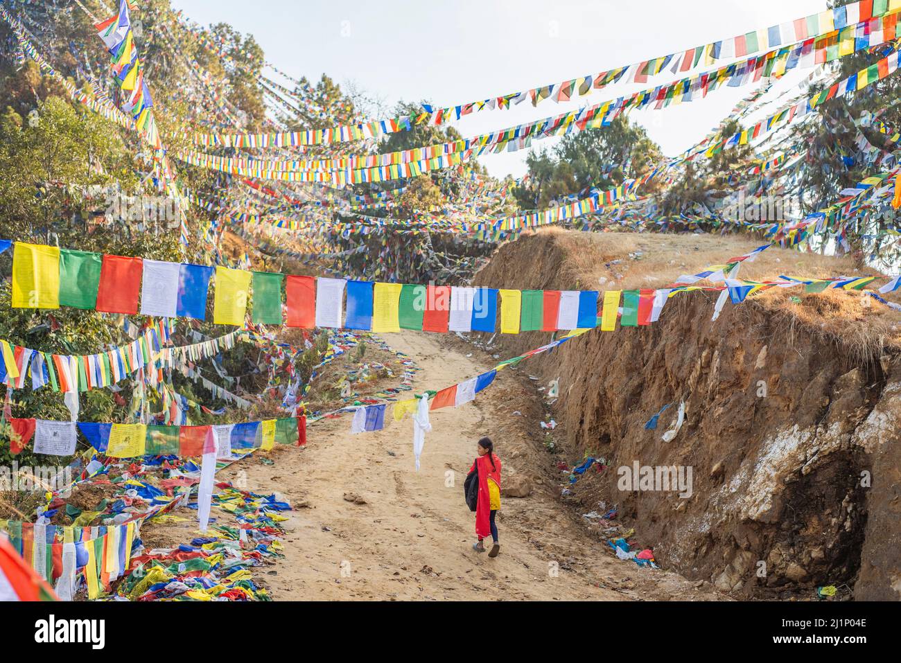 La vie quotidienne dans le monastère bouddhiste tibétain au Népal. Le monastère de Namobuddha (Bouddha de Namo), également connu sous le nom de monastère de Thrangu Tashi Yangtse, situé à environ 45 kilomètres de Katmandou, est un grand complexe bouddhiste tibétain avec plusieurs centaines de moines. Le site de ce monastère est Tagmo Lüjin, l'endroit où le futur Bouddha a sacrifié son corps à un tigress, qui est tenu comme suprême sacré au bouddhisme tibétain et l'un des plus importants sites religieux bouddhistes au Népal. Il est populaire pour les pèlerins népalais et Tibétains, et c'est l'un des plus beaux et un centre f Banque D'Images