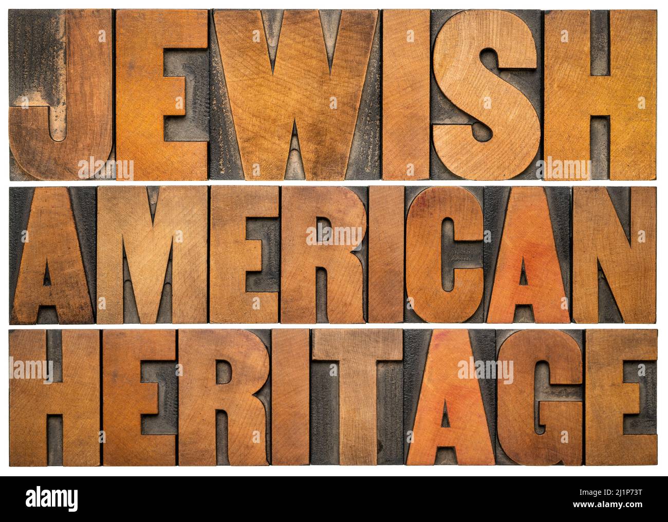 Patrimoine juif américain - abrégé de mot isolé dans le type de bois de typographie vintage, héritage juif et concept de tradition Banque D'Images