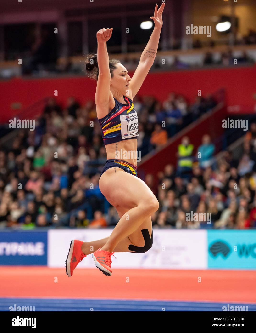 Florentina Costina Iusco ROU participant au long saut féminin le troisième jour des Championnats du monde d'athlétisme en salle Belgrade 2022 sont Banque D'Images