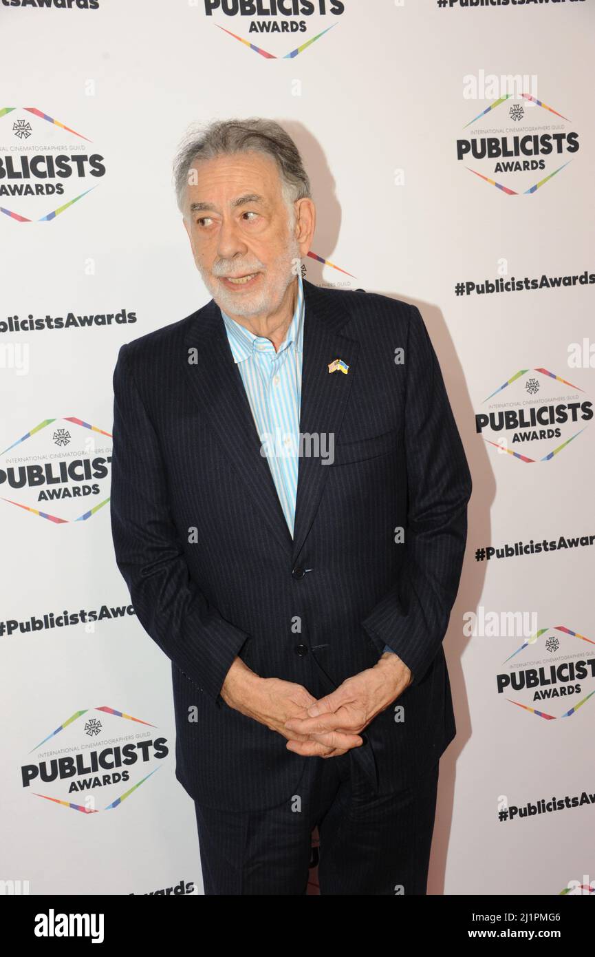 Francis Ford Coppola porte un épinglette d'Ukraine à la Guilde internationale des cinéastes à Los Angeles 3.25.2022, photos de Nadja Sayej Banque D'Images