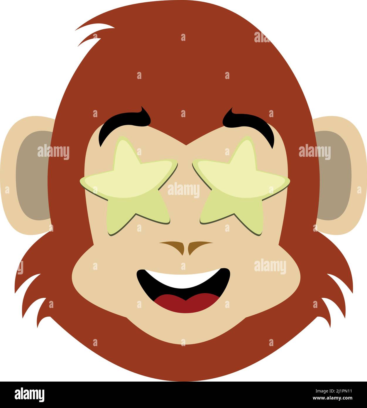 Illustration vectorielle d'un singe de dessin animé ou d'un chimpanzé avec des yeux sous forme d'étoiles Illustration de Vecteur
