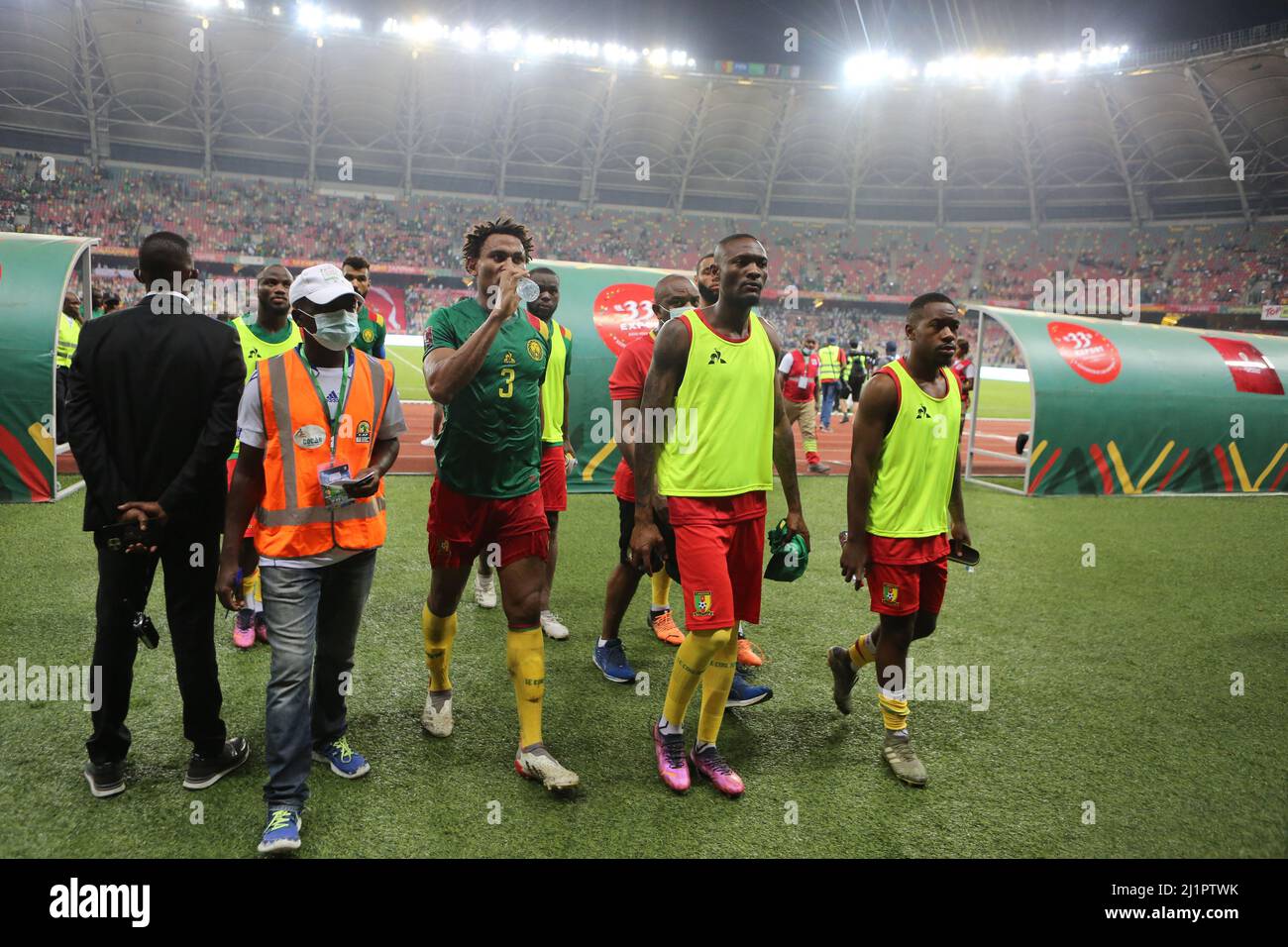 L'Algérie a battu le Cameroun 1-0 lors du tour de qualification de la coupe du monde de la FIFA 2022 au Qatar, le but a été marqué par Islam Slimani, au stade Jaboma, à Douala, au Cameroun, le 25 mars, 2022. Photo de Hamza Bouhara/ABACAPRESS.COM Banque D'Images