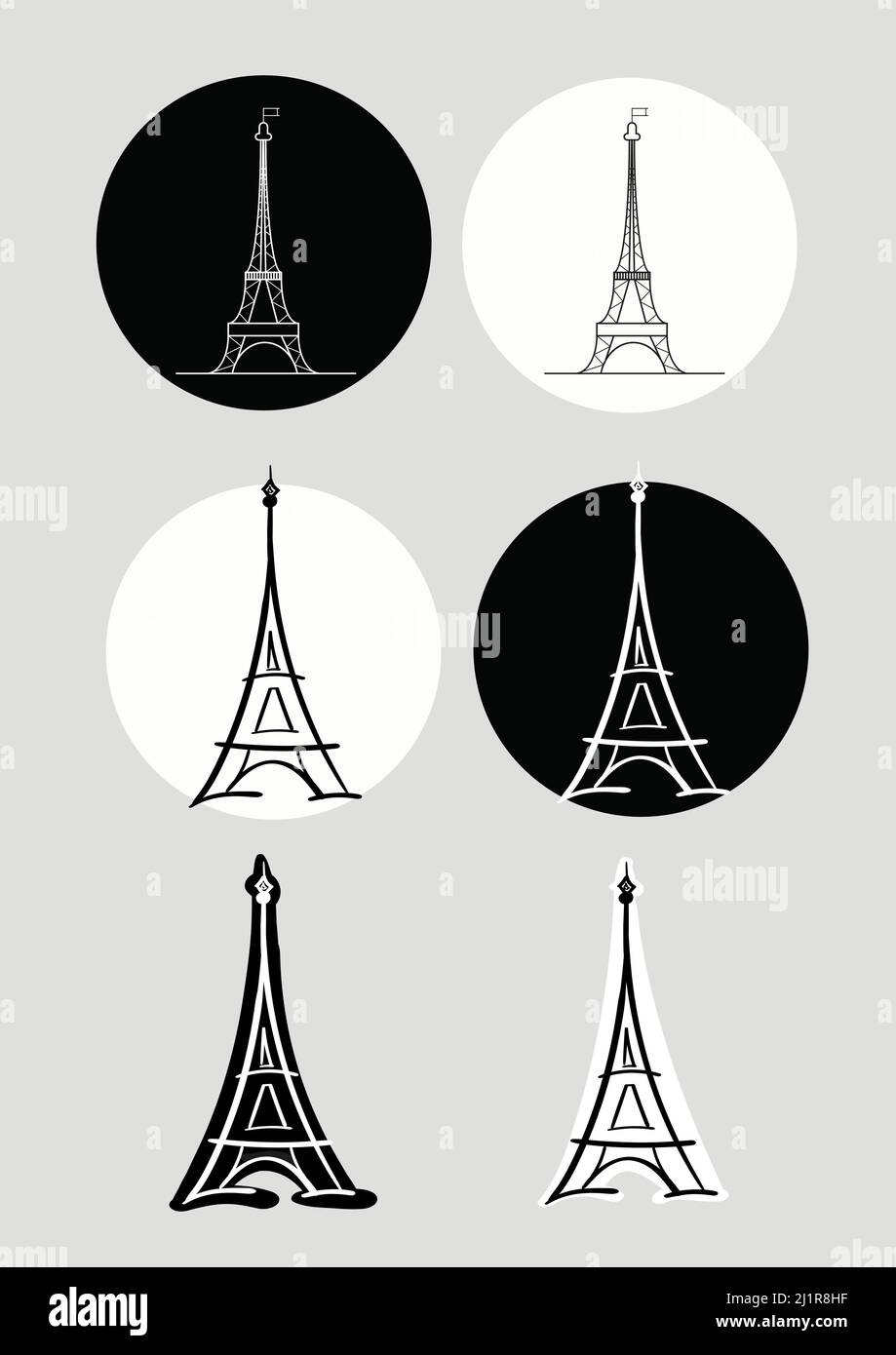 La Tour Eiffel en tant que symbole du tourisme mondial. Image vectorielle. Illustration de Vecteur