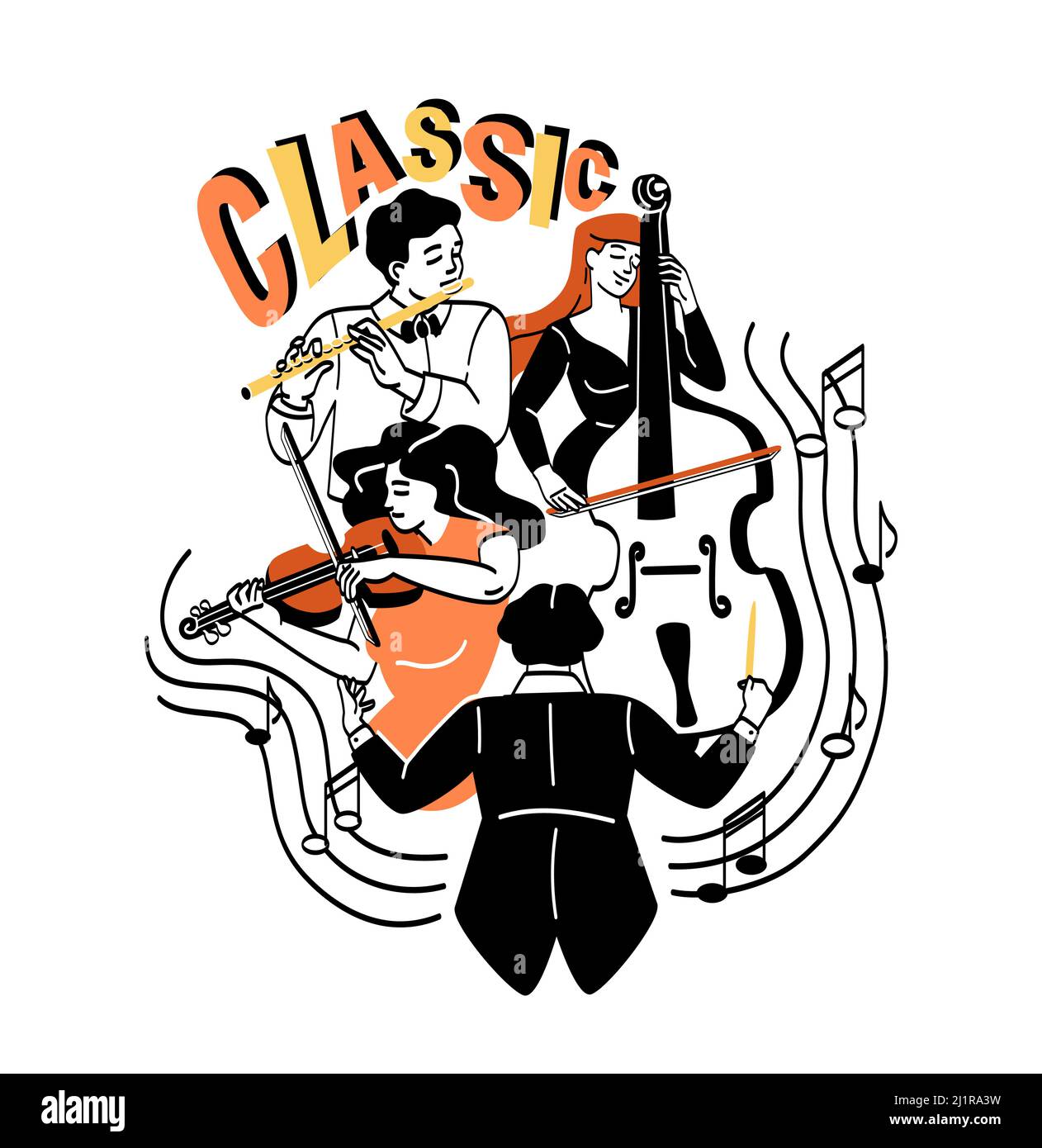 Portrait du concept abstrait du groupe de musique Illustration de Vecteur