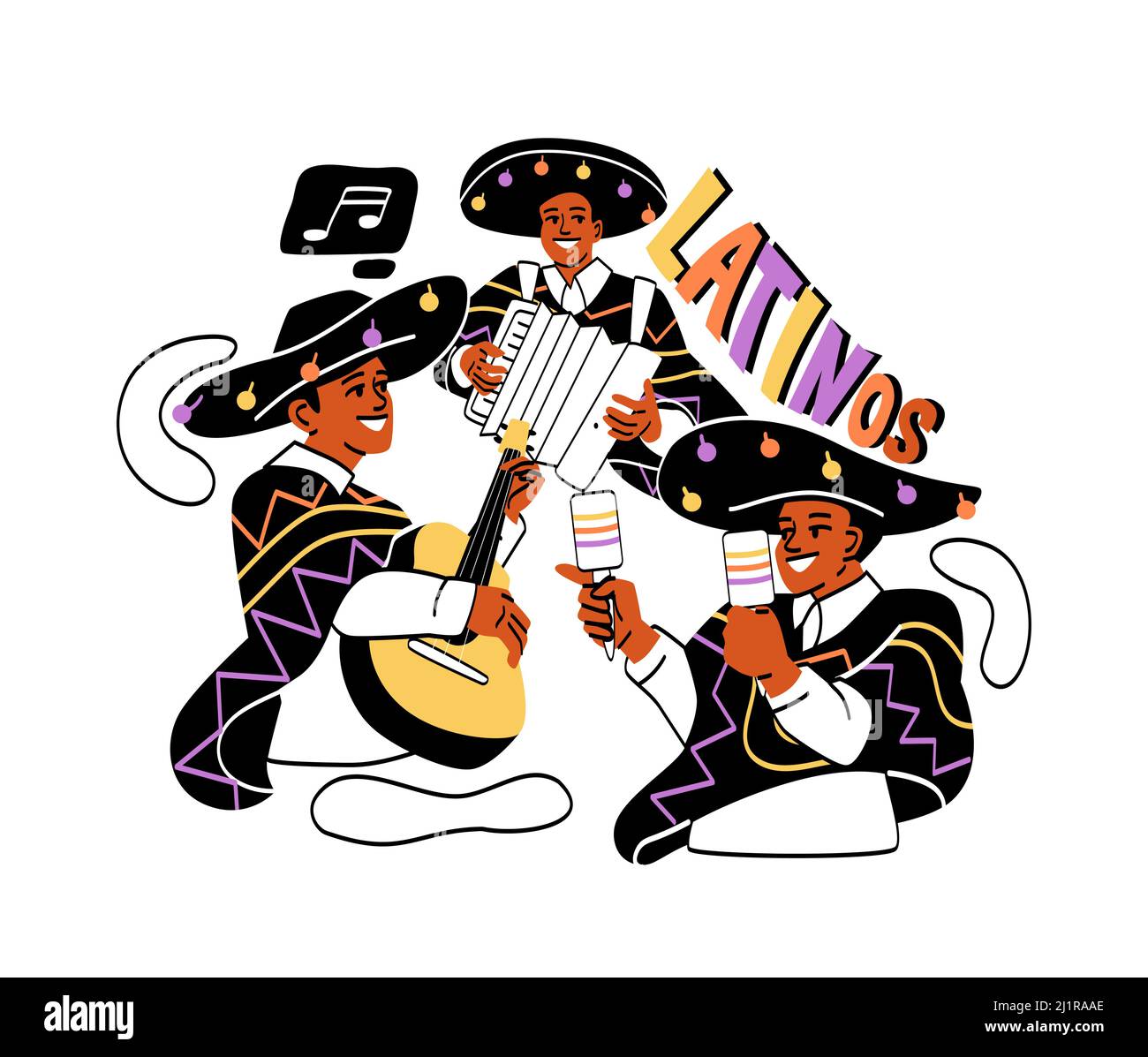 Portrait du concept de groupe musical Illustration de Vecteur