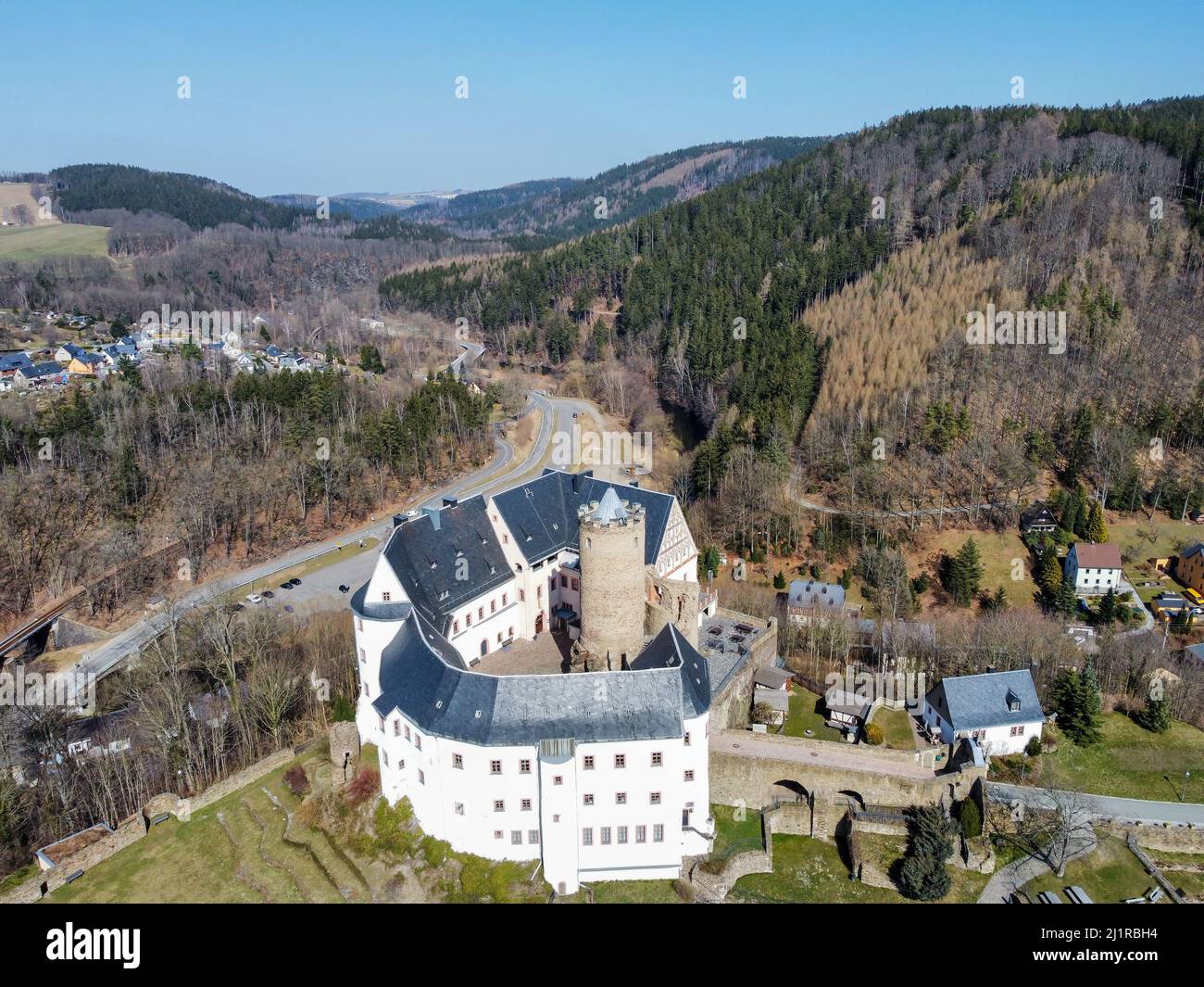 Château de Scharfenstein dans les montagnes de l'Ore Banque D'Images