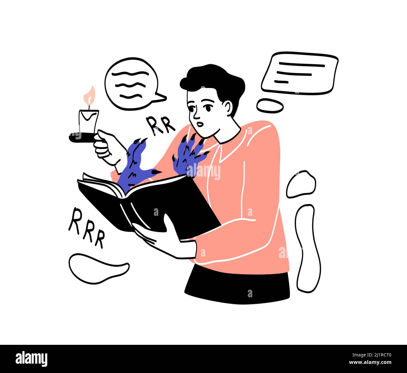 Personne avec concept abstrait de livre intéressant Illustration de Vecteur