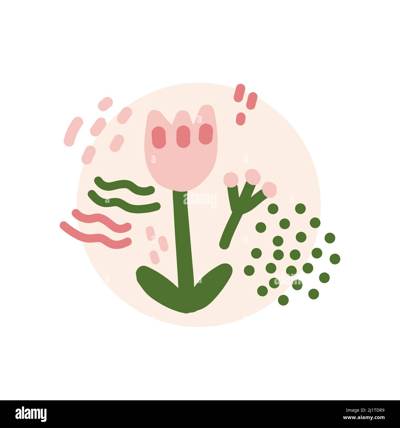 joli motif fleuri façon enfant, à la main, sans pinces pour une carte de vœux et une invitation pour bébé. Illustration de Vecteur