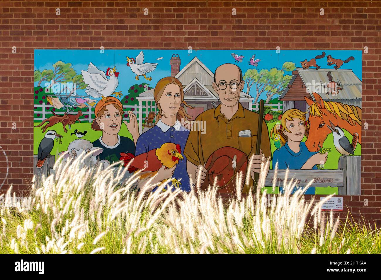 Primary School Mural Art, Rochester, Victoria, Australie Banque D'Images