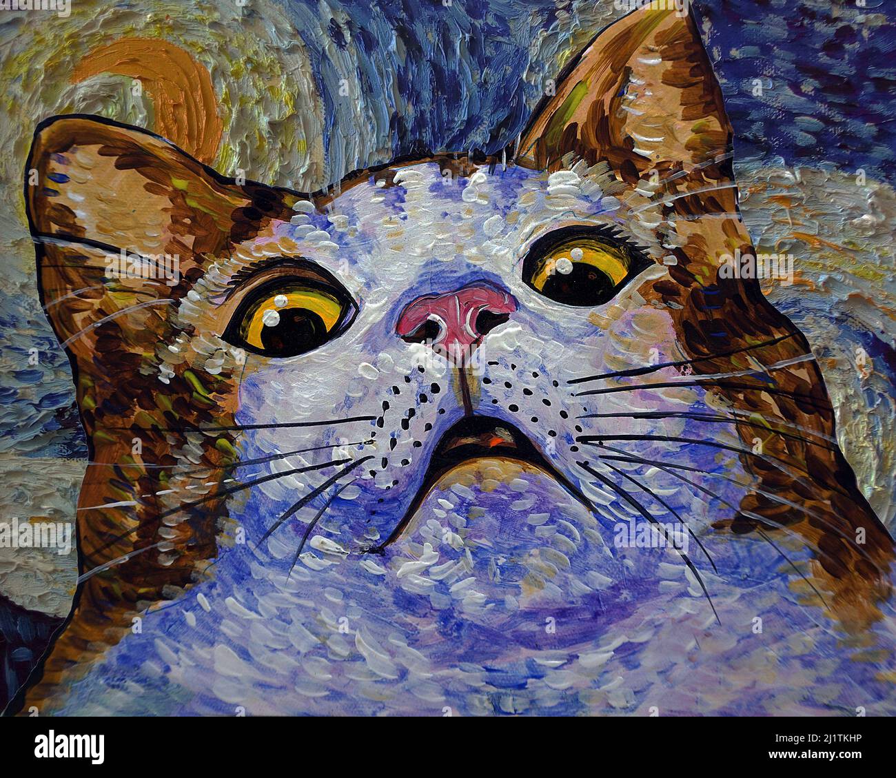 Huile de chat choqué peinture sur pinceau trait abstrait couleur fond , meaïe Banque D'Images
